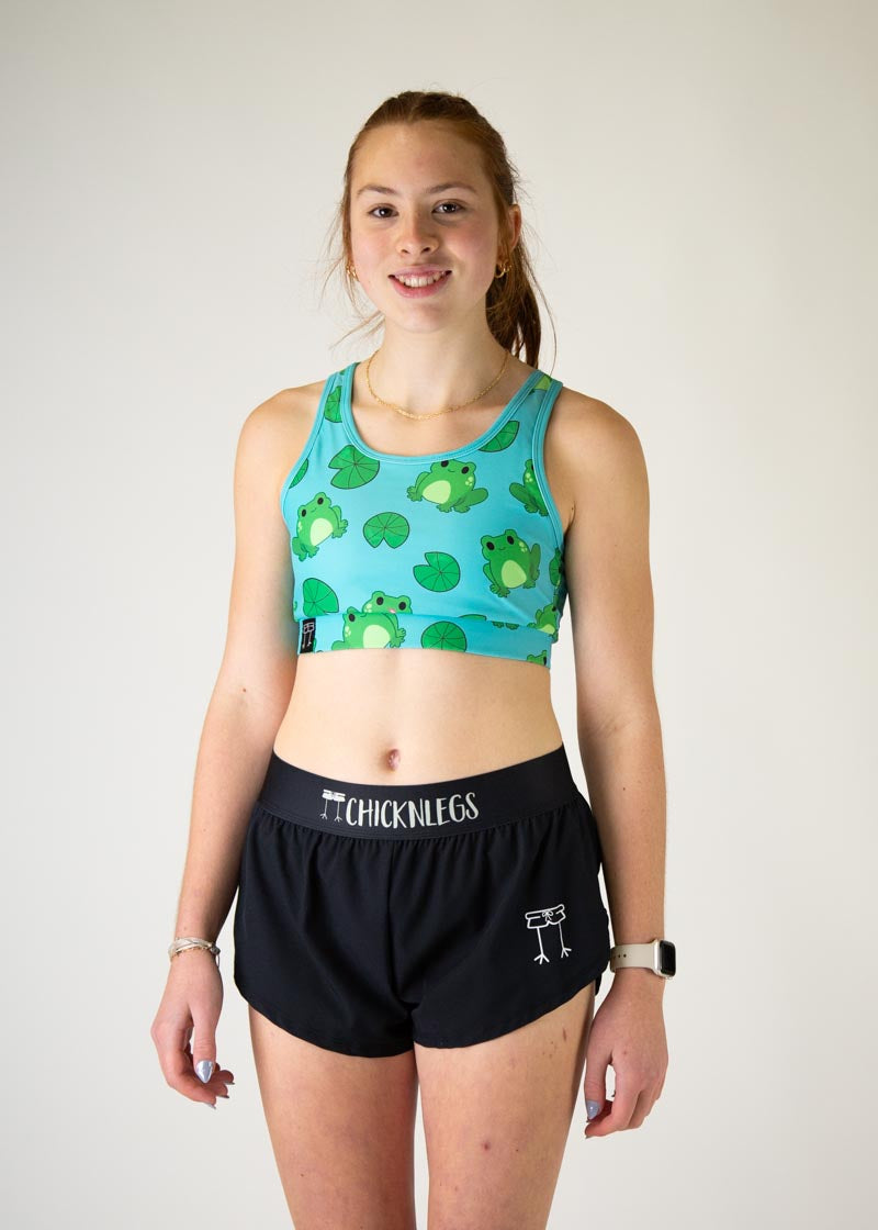 Fartlek Froggies OG Sports Bra - High Support Workout Bra for Women - Running, Yoga & Gym Fitness