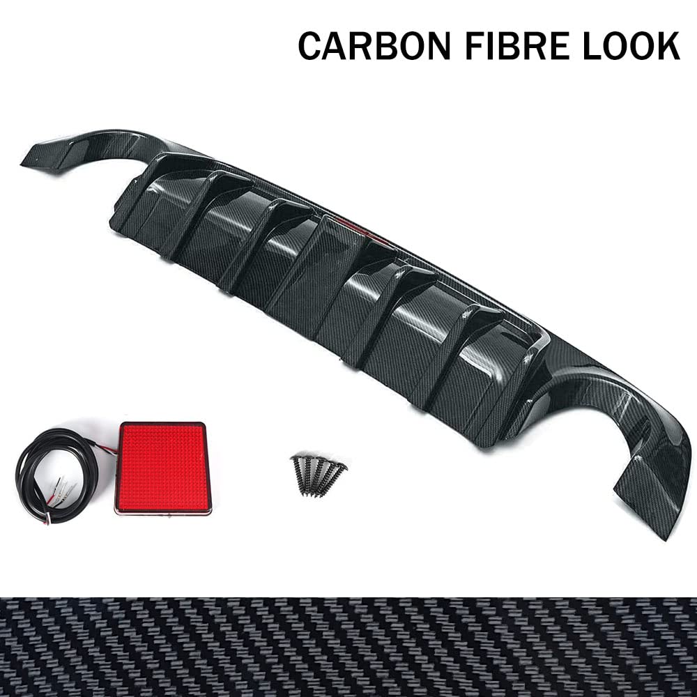 Carbon Fiber Rear Bumper Diffuser with LED Lights for Infiniti Q50/Q50S (2018-2022) - Sporty Lip Spoiler Upgrade for Enhanced Style & Performance