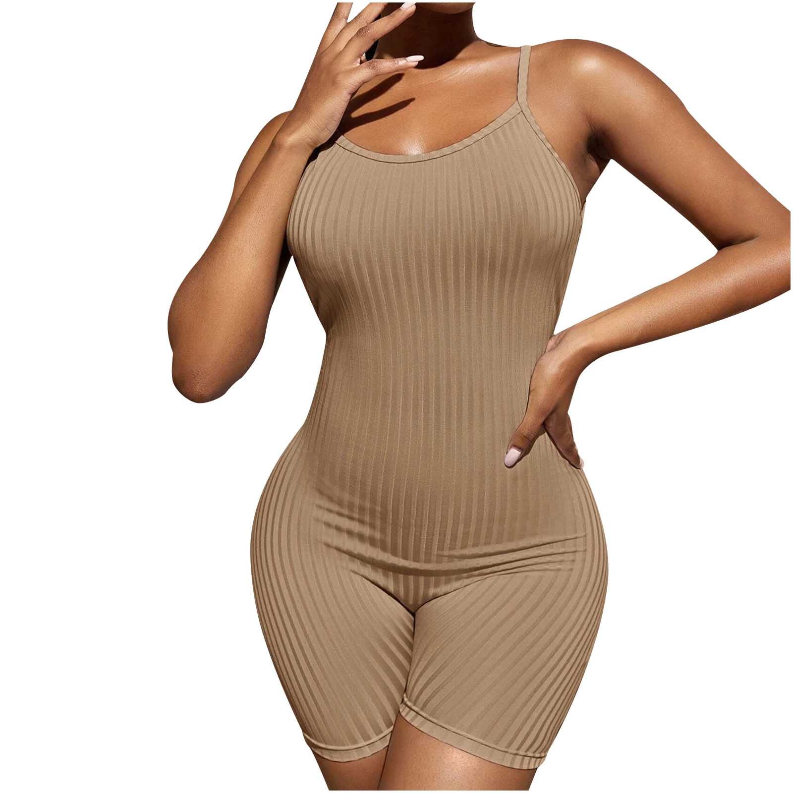 Posijego Women's Backless Overalls - Slim Fit Sleeveless Strappy Jumpsuit with Crewneck | Trendy Casual One Piece Romper for Ladies | Perfect for Summer Outings, Beach Vacations & Night Parties