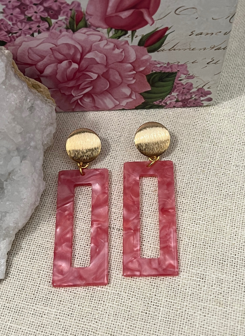 Heather Rectangle Resin Earrings for Women - Lightweight Dangle Drop Earrings - Fashion Jewelry for Party, Wedding & Everyday Wear