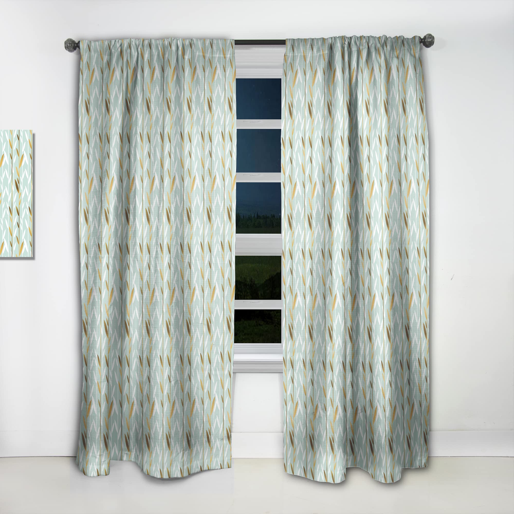 DesignQ Golden Foliage Thermal Insulated Curtains - Single Panel 52x90 Inches - Elegant Window Drapes for Bedroom & Living Room - Energy Saving & Blackout for Home Decor