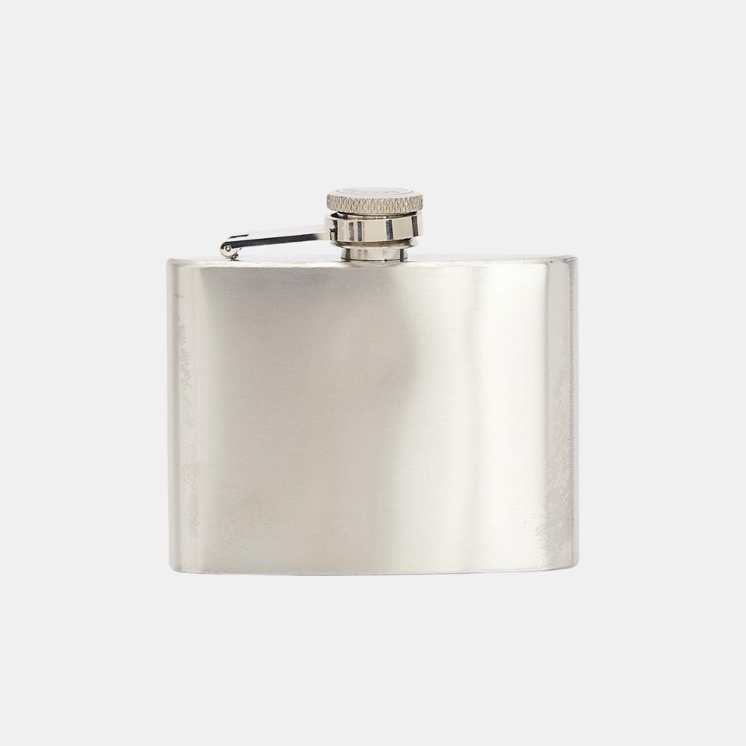 4oz Stainless Steel Hinged Hip Flask - Leak Proof Brown Leather Pocket Whiskey Flask for Outdoor, Camping, Travel & Gifts
