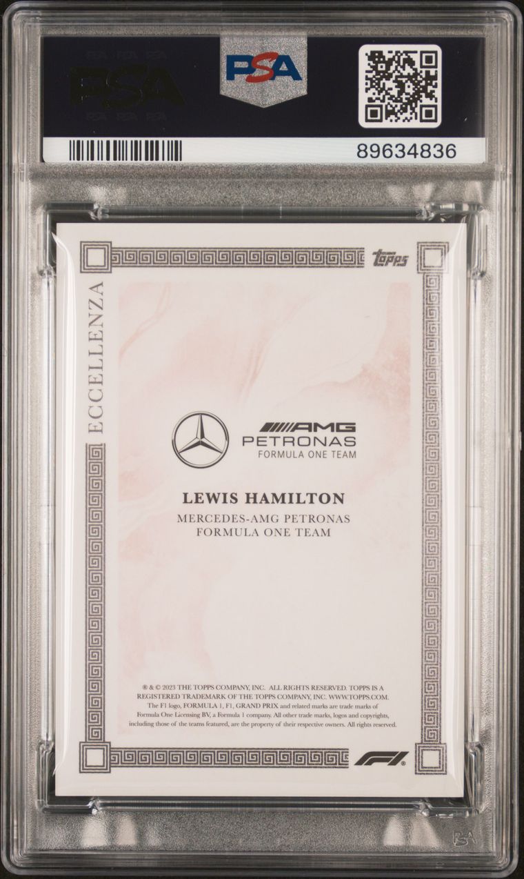 2023 Topps Eccellenza F1 PSA 9 Lewis Hamilton Red Card - Perfect for F1 Collectors, Sports Memorabilia Displays, and Racing Enthusiast Gifts