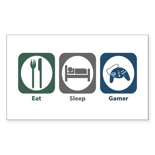 White - Eat Sleep Gamer Rectangle Sticker