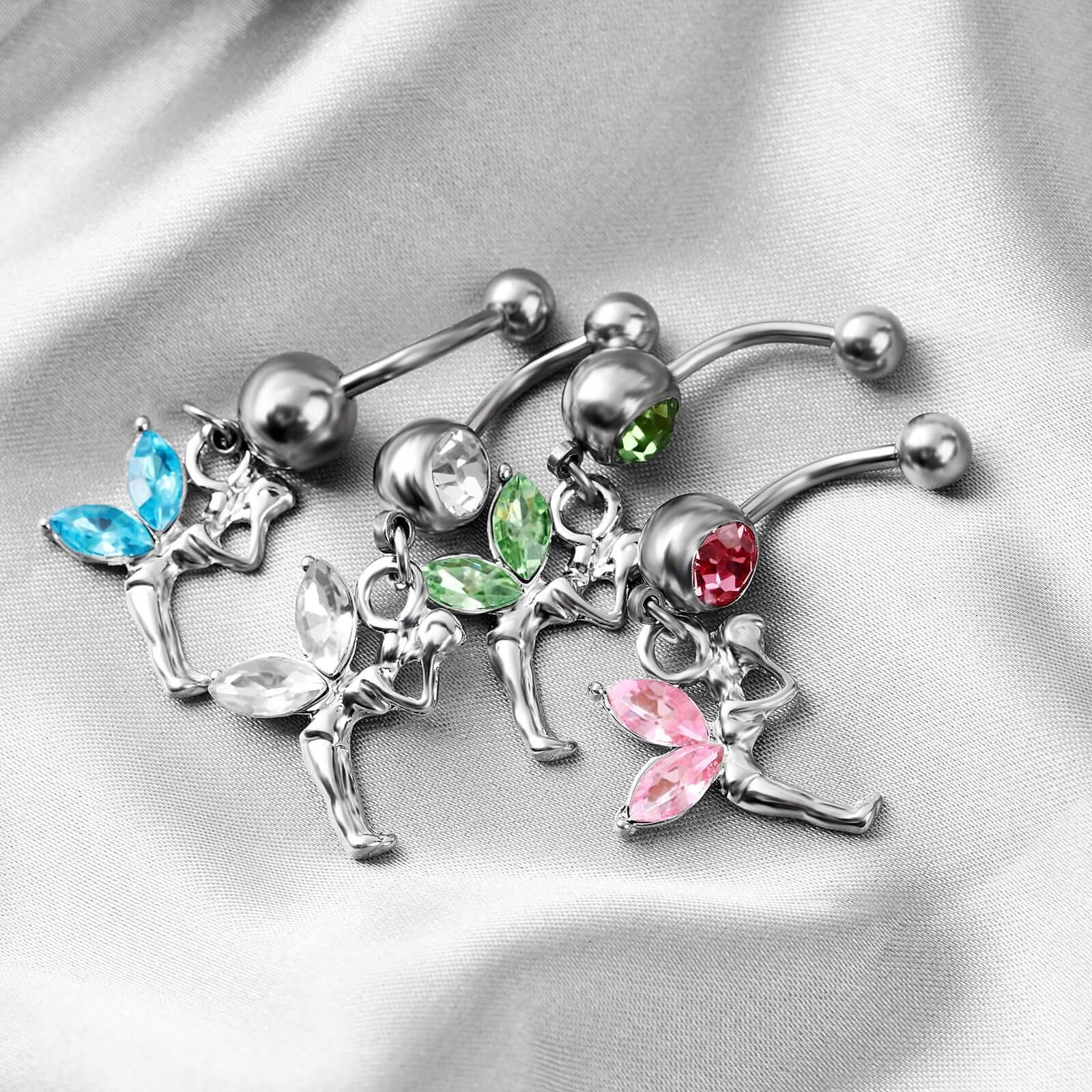 Angel Wings Belly Rings - Stainless Steel Navel Piercing Jewelry for Women | Trendy Body Jewelry for Parties, Beach & Everyday Wear
