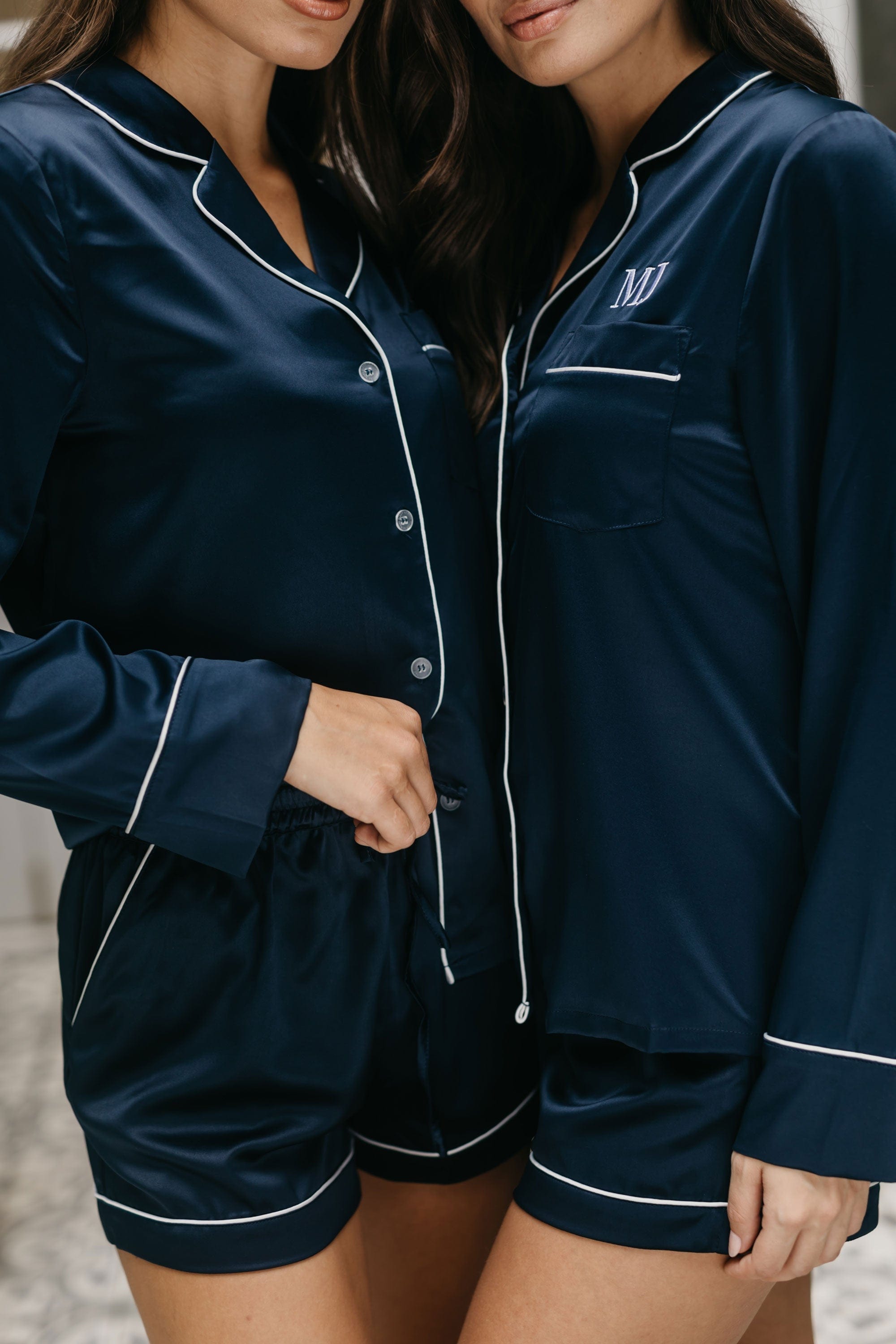 Navy With White Piping