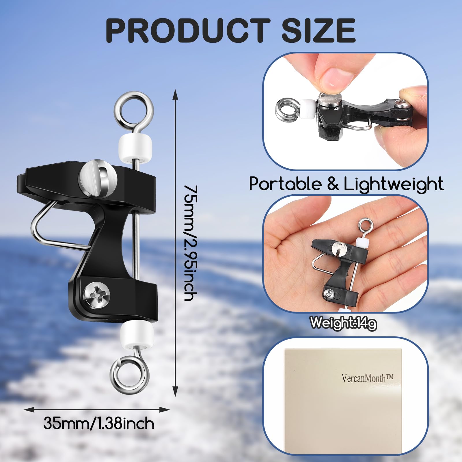 6 Pcs Adjustable Tension Outrigger Release Clips - Heavy Duty Downrigger Fishing Clips for Trolling, Offshore & Kite Fishing | Perfect for Saltwater & Deep Sea Fishing Accessories