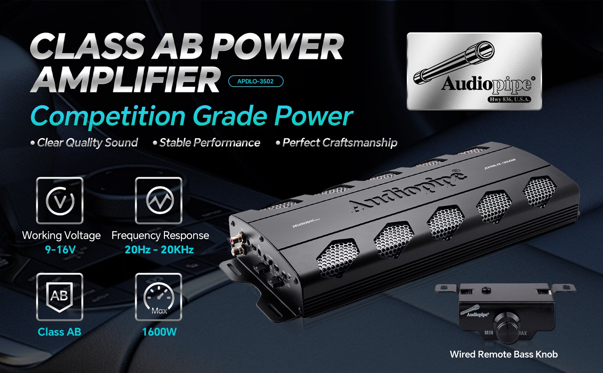 2 Channel Class A/B Mosfet Power Amplifier (APDLO 3502) - High-Performance Audio Amp for Home Theater, Car Audio & Live Sound Systems