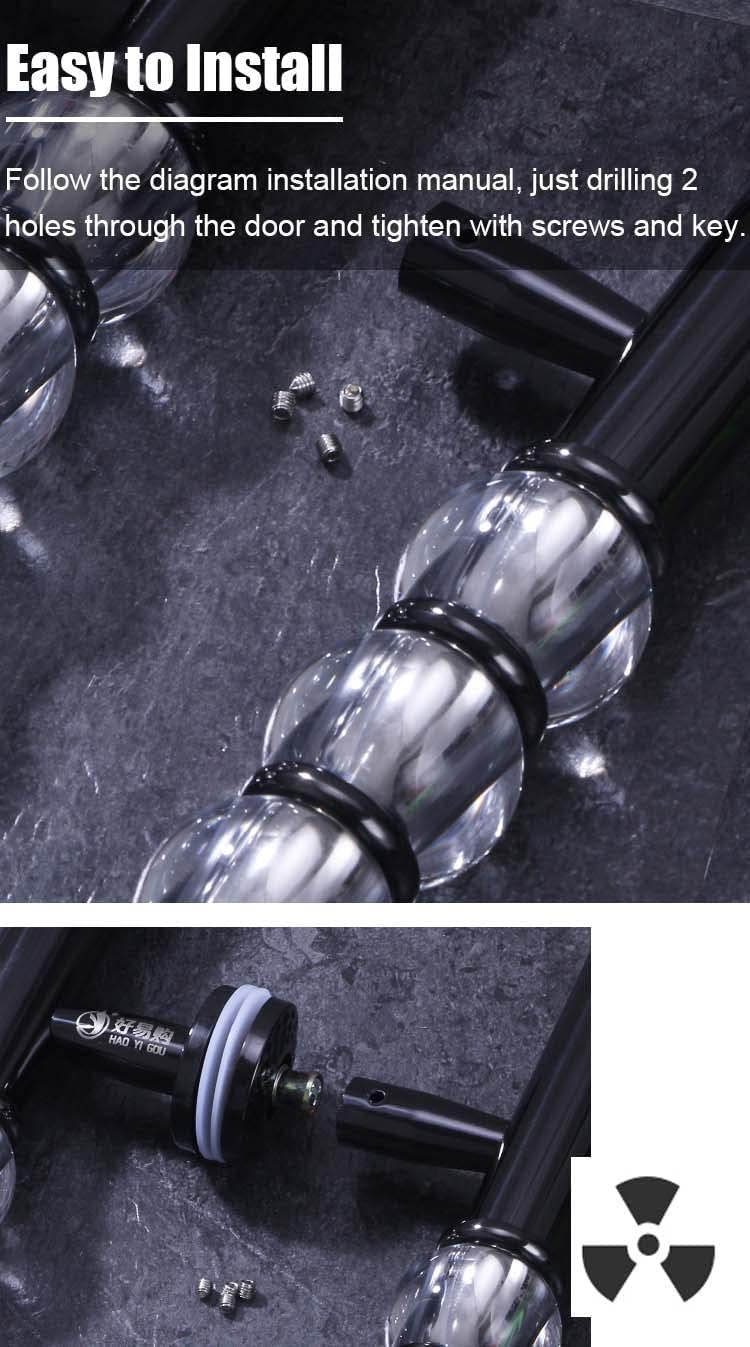ETULLE Modern Clear Crystal Sliding Barn Door Handle - Gold H-Shaped Double Sided Swing Handle for Glass Doors (80cm) - Perfect for Home Entrance, Bedroom & Office Interior Decor