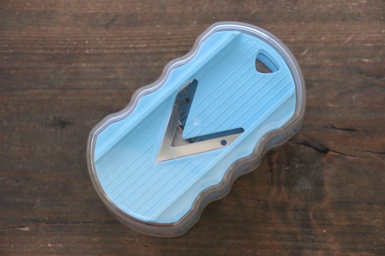 Mini BENRINER Japanese Mandoline Slicer (Blue) - Perfect for Thin Slicing Vegetables, Fruits & Cheese - Ideal for Salads, Garnishes & Meal Prep