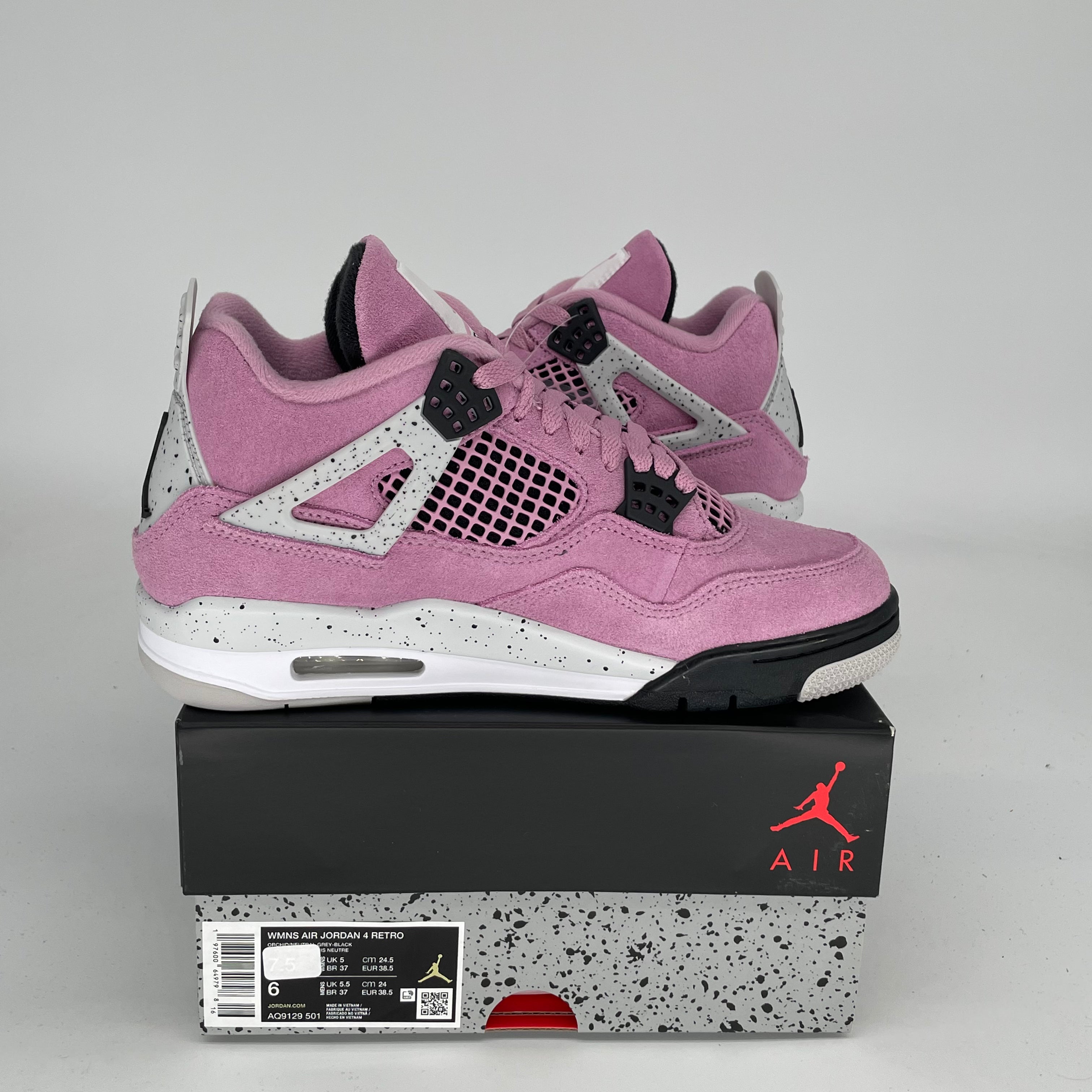 Original Title: AIR JORDAN 4 ORCHID W SIZE 6/7.5W AQ9129 501   Optimized Title: Air Jordan 4 Retro 