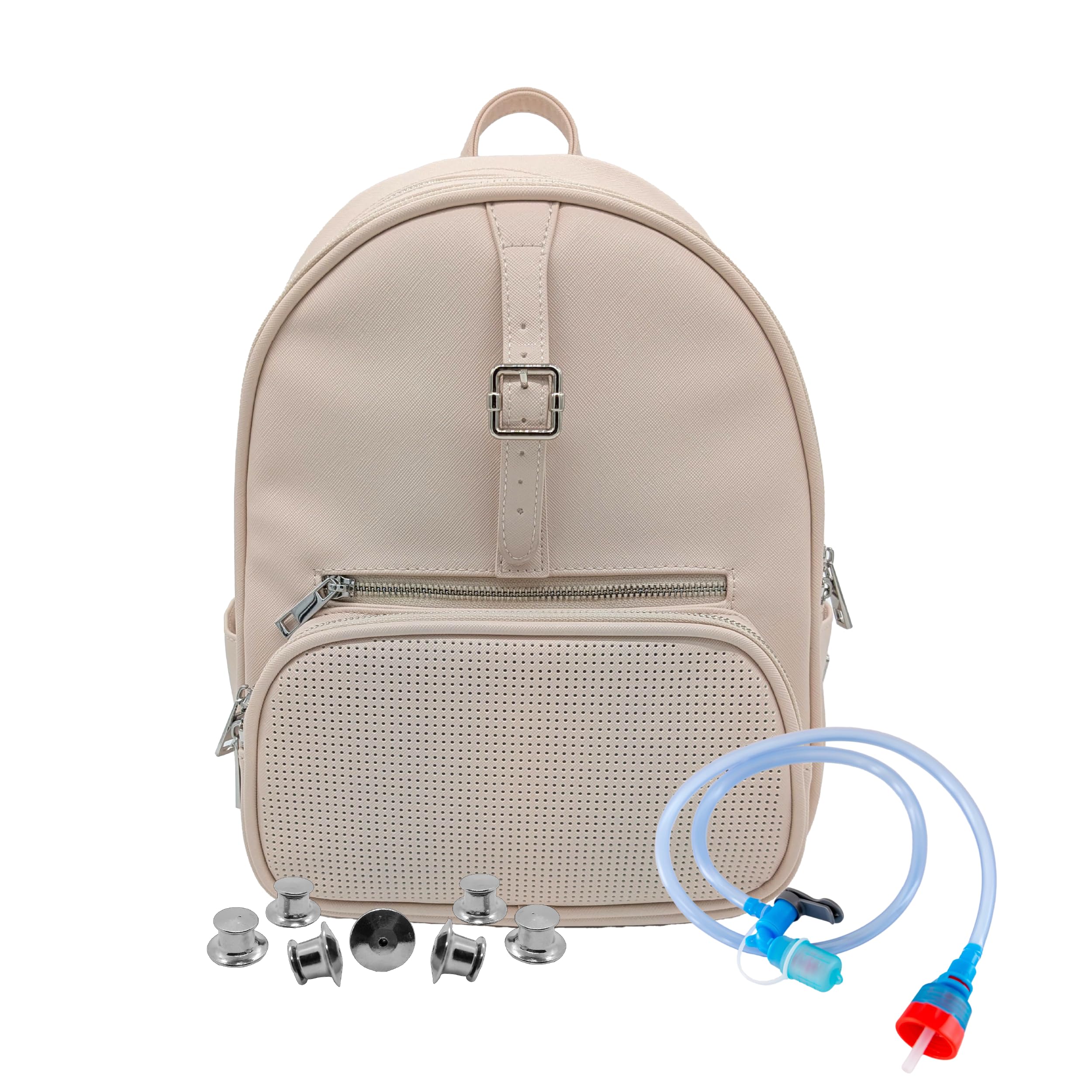 Designer Park Company - Stylish Leather Rope Drop Backpack for Women with Adjustable Straps, Hydration Kit & Locking Pins | Perfect for Theme Parks, Travel, Hiking & Daily Use - Vanilla Vibes