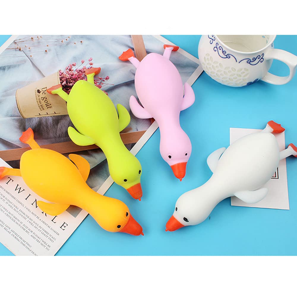 Funny Cute Stretchy Soft Duck Squishy Toys for Stress Relief - Squeeze Fidget Sensory Toys for Kids & Adults - Perfect Birthday Party Favors, Christmas Stocking Stuffers, Easter Basket Fillers & Classroom Rewards (Great for Anxiety Relief, Focus & Sensory Play)