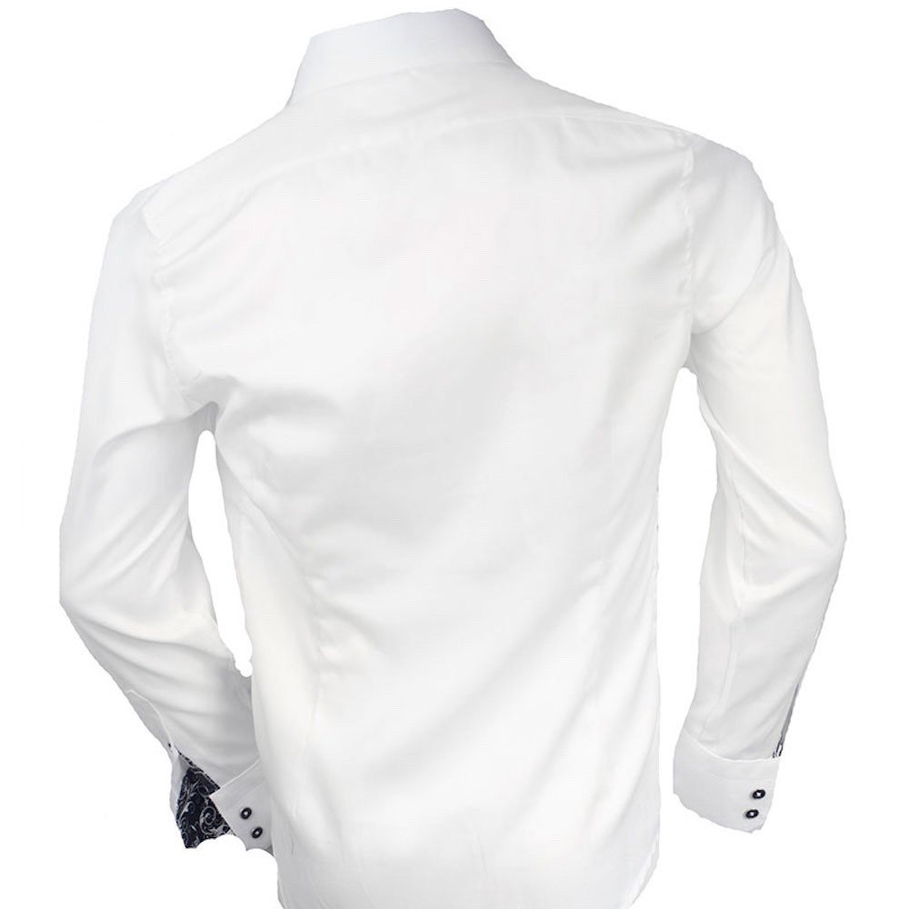 Premium White & Black Contrast Designer Dress Shirts for Men | 100% Made in USA | Perfect for Business Meetings, Weddings & Formal Occasions