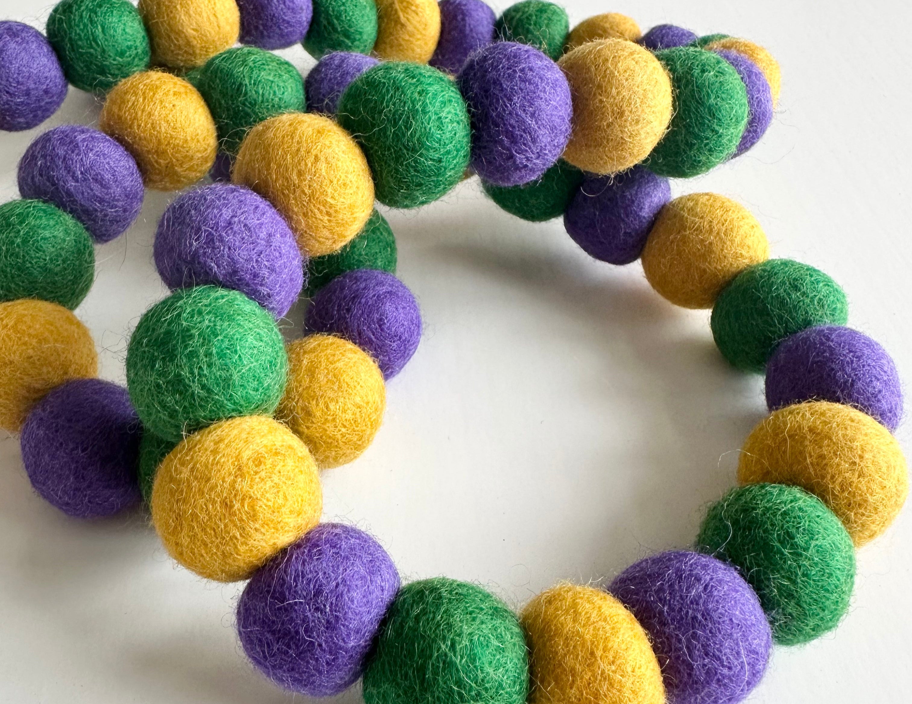 Vibrant Mardi Gras Party Garland Decorations - Colorful Beads & Feathers for Carnival, New Orleans Festivals, Home & Office Party Decor