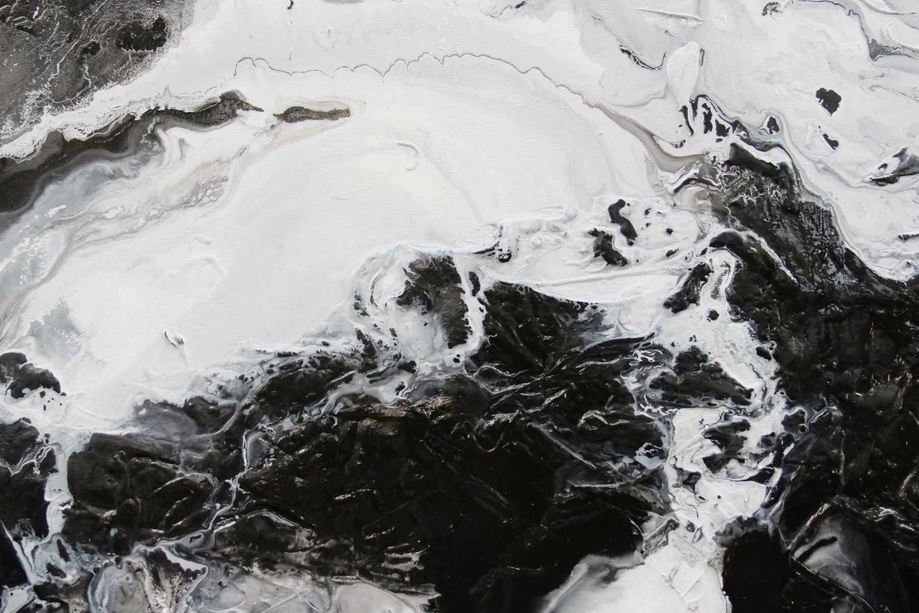 120cm x 120cm Black & White Textured Abstract Canvas Painting - Modern Wall Art for Living Room, Bedroom & Office Decor