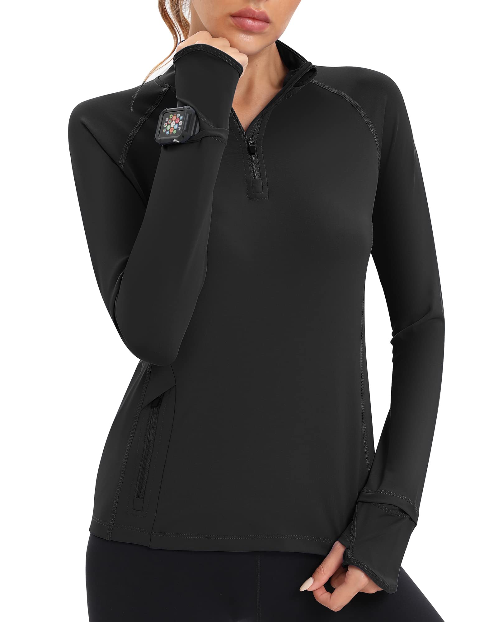 Runhit Women's Long Sleeve UPF 50 Sun Protection Golf Shirt - Quick Dry Moisture Wicking Zip Pullover for Hiking, Tennis, Running & Workouts - Perfect for Outdoor Sports & Active Lifestyles