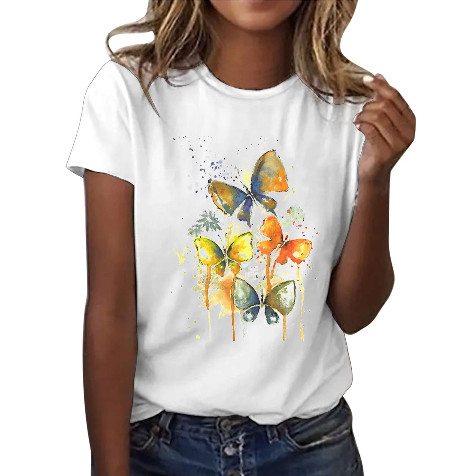 Women's Floral Printed Short Sleeve T-Shirt - Summer Blouse Tunic Top with Graphic Design | Perfect for Casual Outings, Beach Wear & Summer Fashion