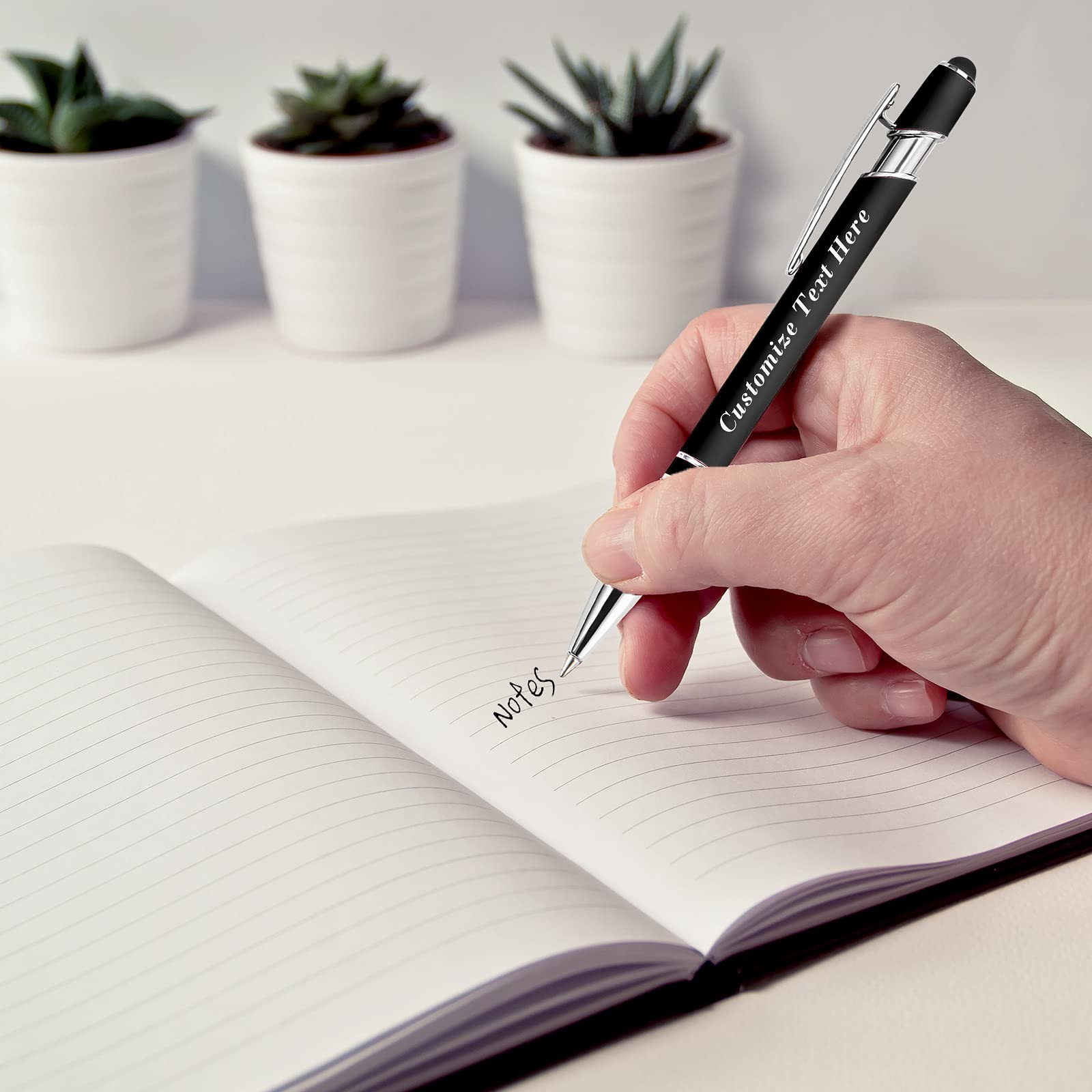 84-Pack Personalized Ballpoint Pens with Stylus Tip - Custom Engraved Name/Message/Logo - Medium Point Black Ink - Perfect for Weddings, Graduations, Birthdays & Christmas Gifts - Office, School & Business Promotional Use
