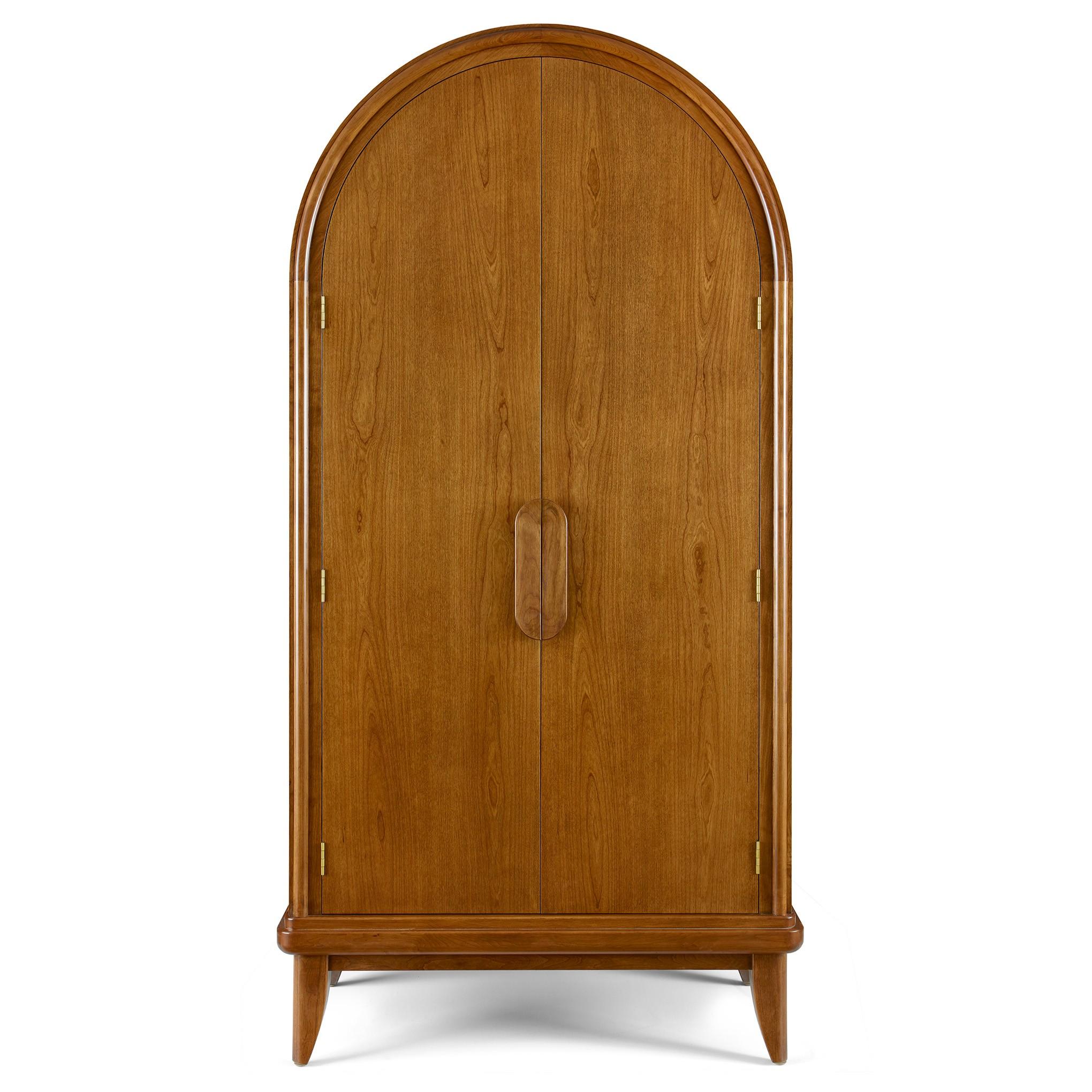 Martine Arched Bar Cabinet - Modern Wooden Liquor Storage with Glass Doors & LED Lighting - Perfect for Home Bar, Dining Room, or Living Room Decor