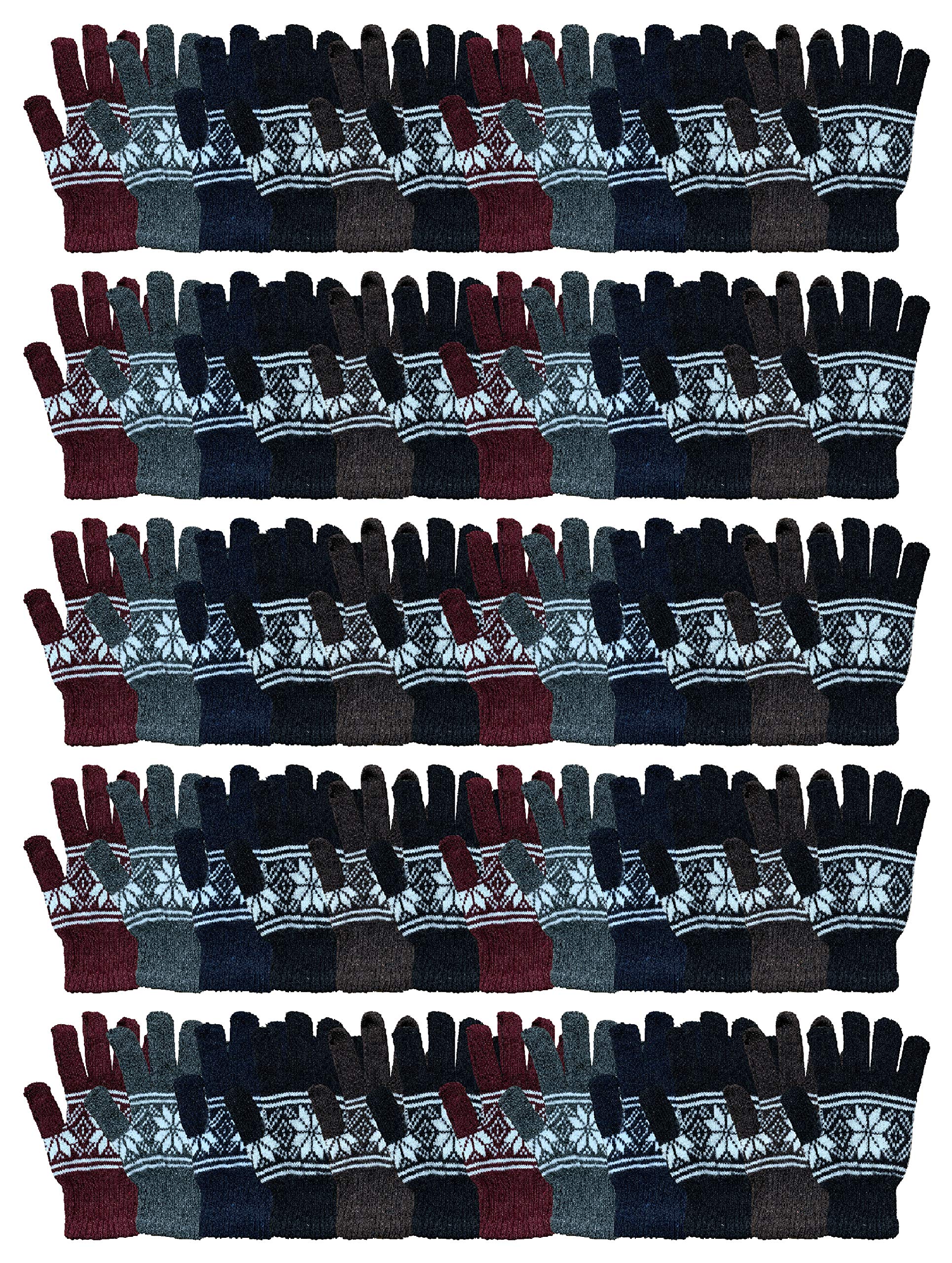 Yacht & Smith Wholesale Bulk Winter Magic Gloves - Warm Brushed Lining, Stretchable Unisex Thermal Gloves for Men & Women - Perfect for Skiing, Snowboarding & Outdoor Winter Activities