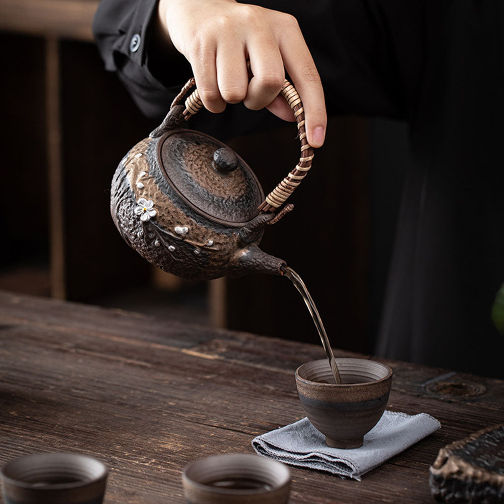 Japanese Handmade Iron Glazed Teapot - Traditional Cast Iron Kyusu for Green Tea, Matcha & Herbal Brewing - Perfect for Tea Ceremonies, Home Use & Gifts