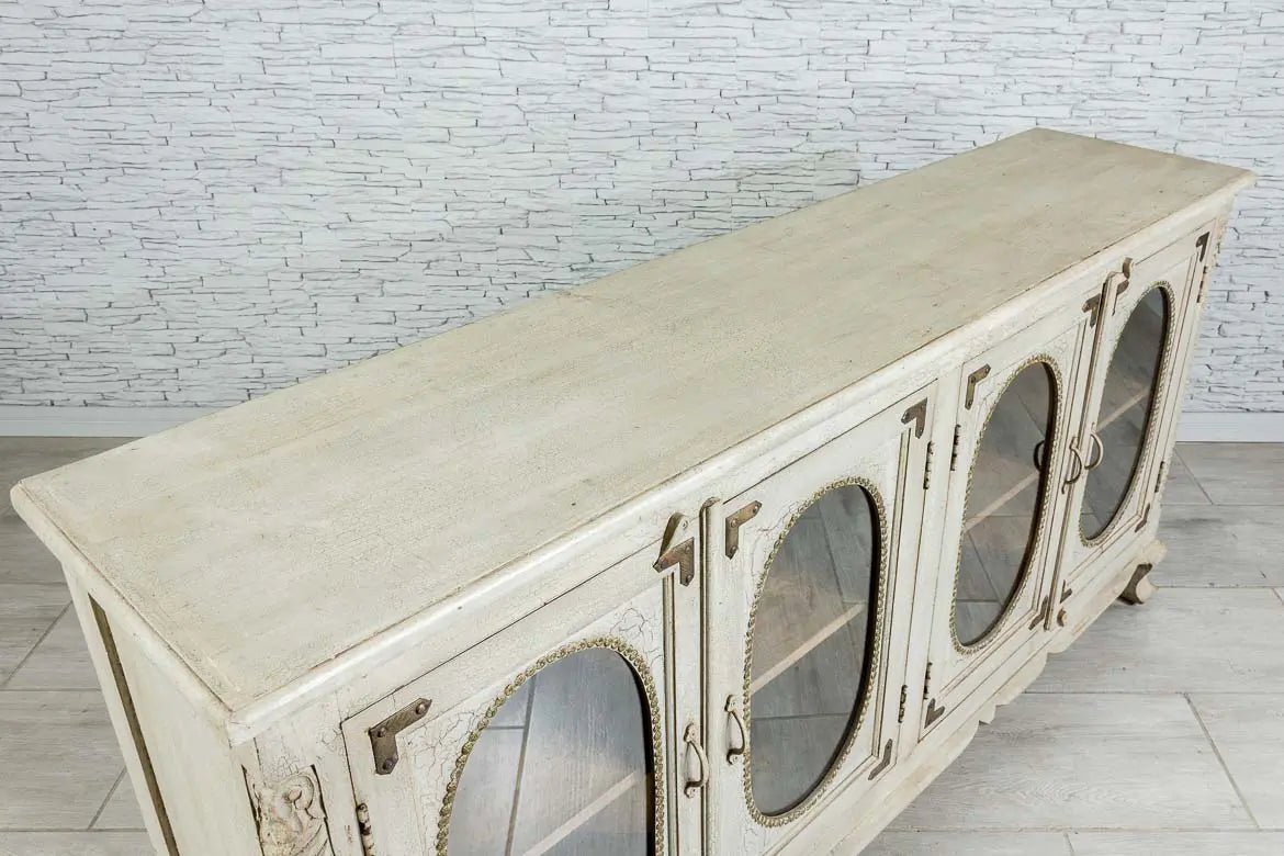 French Arched Solid Wood Mirror Door Sideboard - White 21
