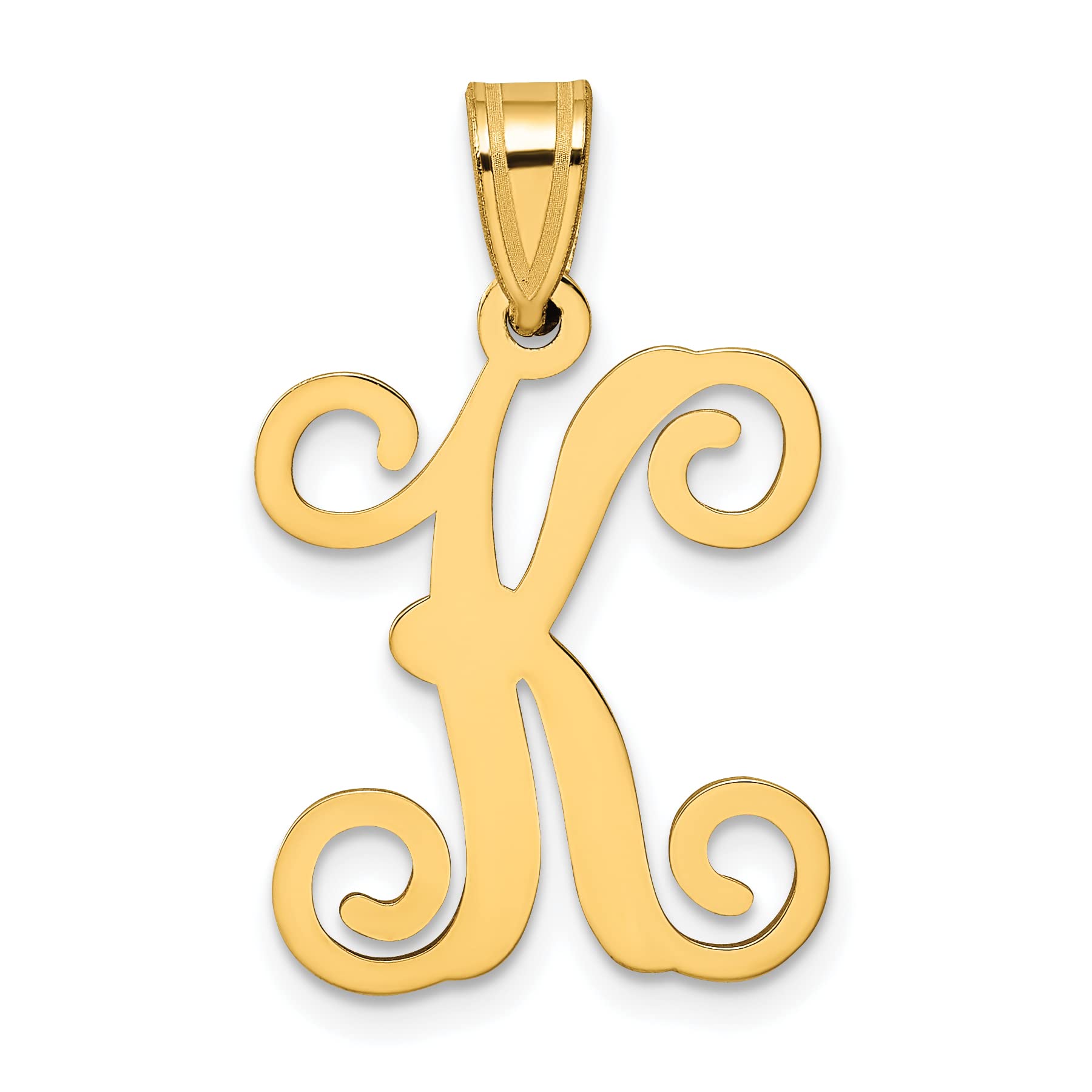 10K Yellow Gold Laser-Cut High Polished Initial Letter K Pendant Necklace - Personalized Name Jewelry Gift for Women - Perfect for Birthdays, Anniversaries & Special Occasions