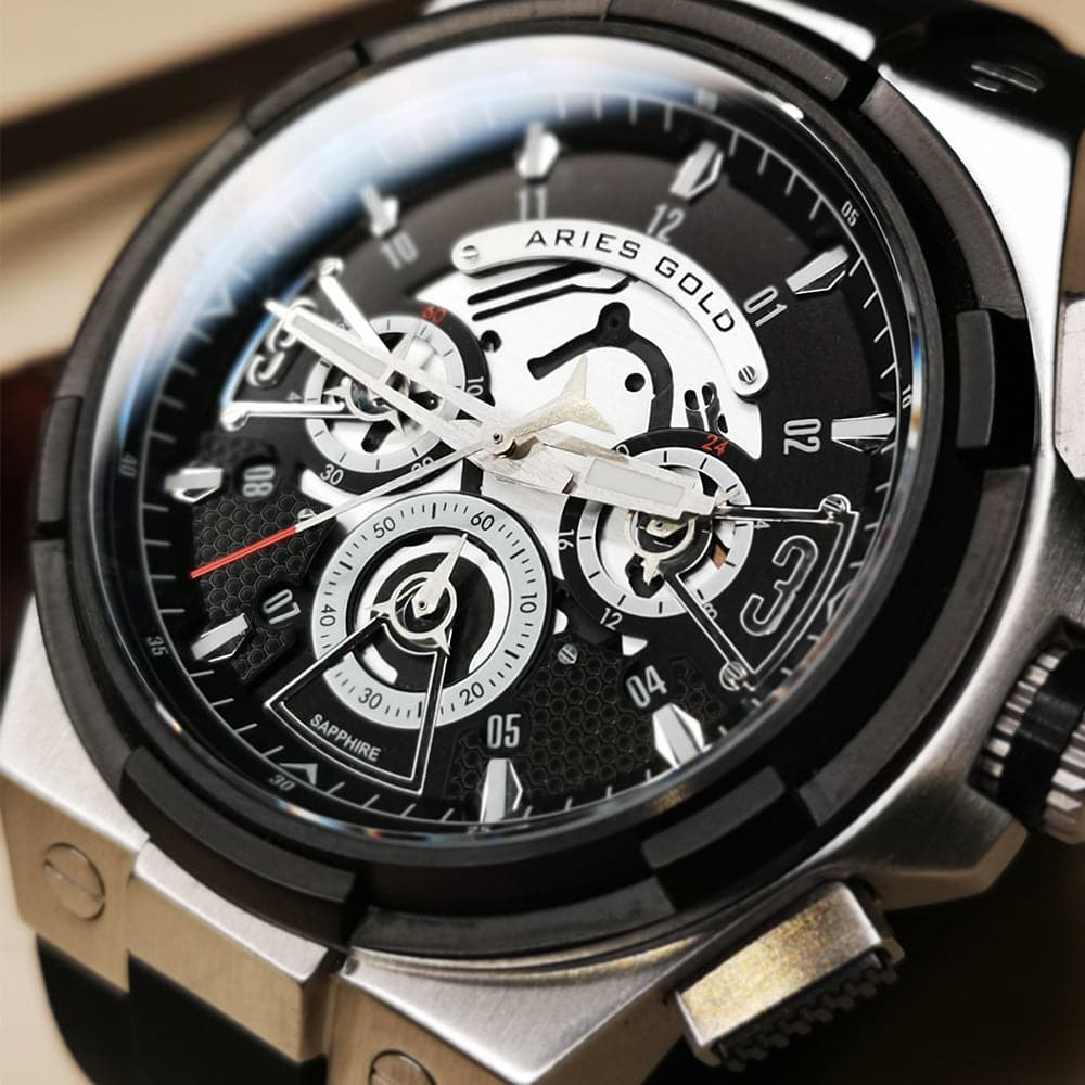 ARIES GOLD Analog Men's Watch with High-Tech Silicon Strap - Lightning Black (Model G 7016 SBK BK) | Stylish & Durable for Everyday Wear, Sports & Outdoor Activities