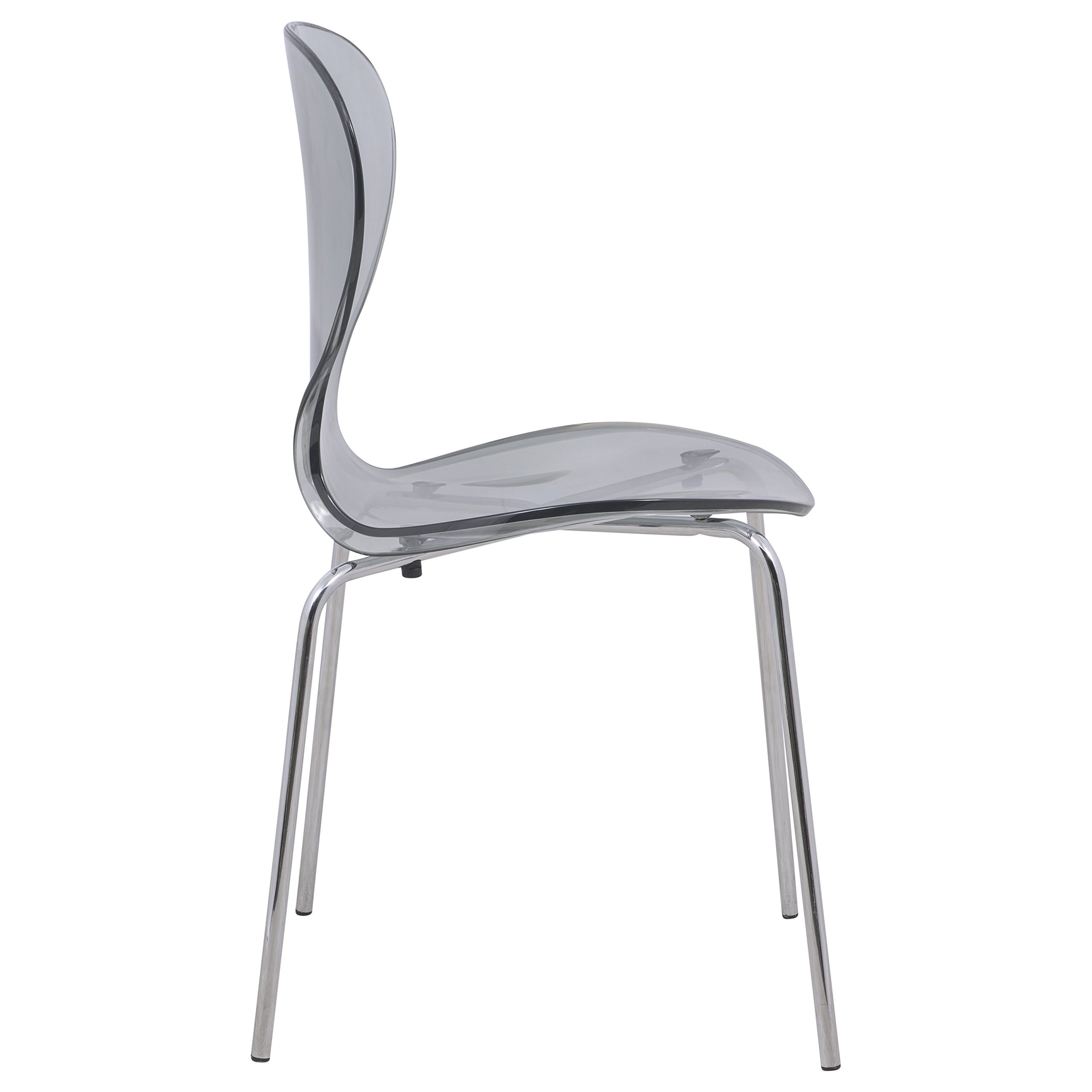 LeisureMod Modern Indoor/Outdoor Transparent Black Acrylic Side Chair - Stylish Home Decor for Living Room, Patio, Dining & Office Use