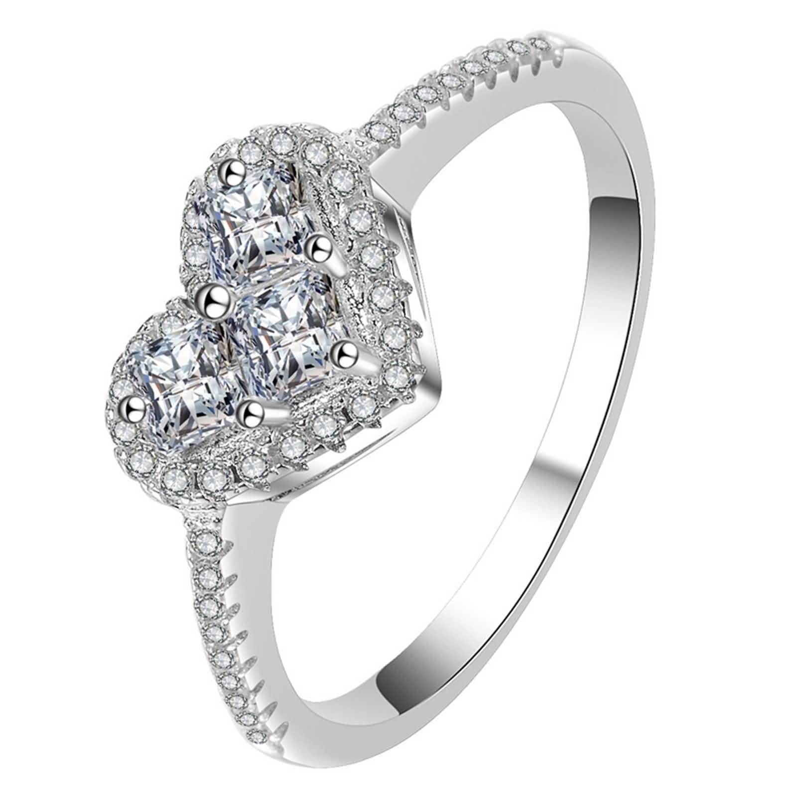 Elegant Heart Pave Ring for Women - Gold & Silver Wedding Gift | Perfect for Her Special Occasions