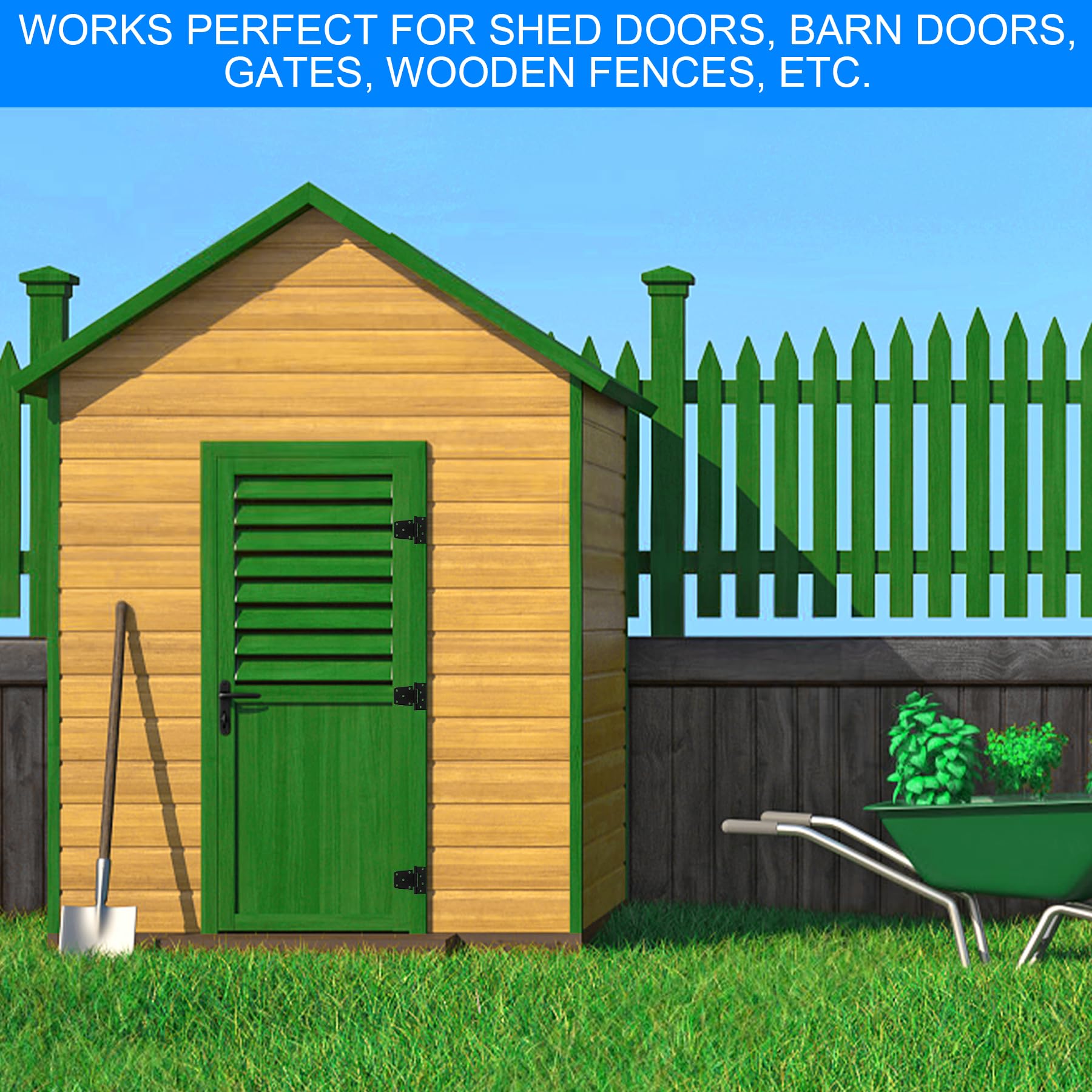 Heavy Duty 3.5 Inch Black Iron Gate Hinges - 6 Pack Industrial T Hinges for Barn Doors, Sheds & Wooden Fences | Extra Thick Outdoor Hinges with Screws Included | Perfect for Large Gates, Farm Entrances & Backyard Fencing
