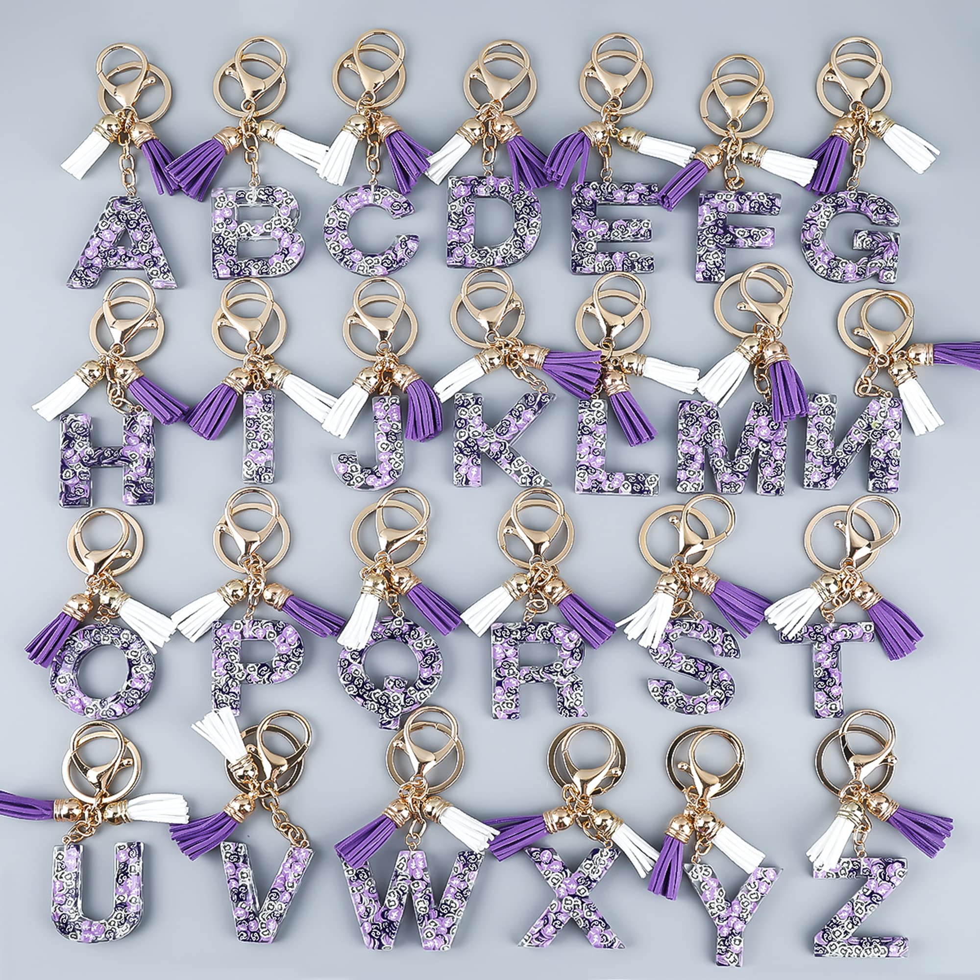 Personalized Alphabet Resin Keychain - Custom Dried Flower Initial Letter Keyring, Cute Kawaii Gift for Women & Girls | Birthday, Valentine's Day, Friendship Gift Idea