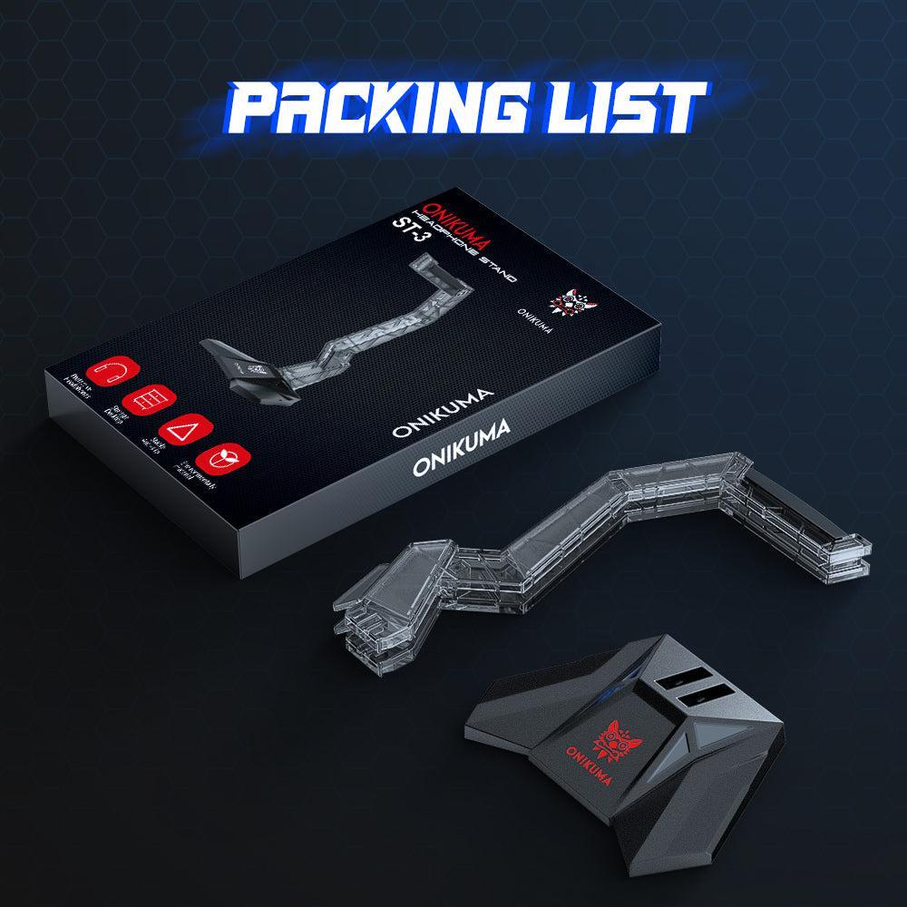 ONIKUMA ST 3 Acrylic Gaming Headset Stand with Hook - Perfect for Desk Organization & Headphone Storage for Gamers