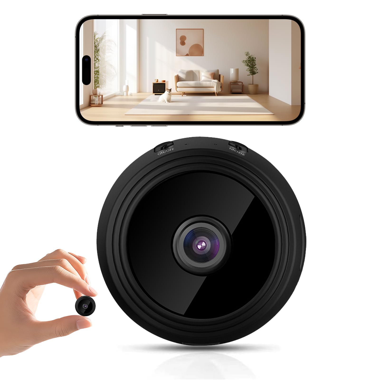 Hidden Spy Camera 1080P - Mini WiFi Wireless Indoor Security Camera with Motion Detection & App Control - Nanny Cam for Baby, Pet Monitoring & Home Surveillance