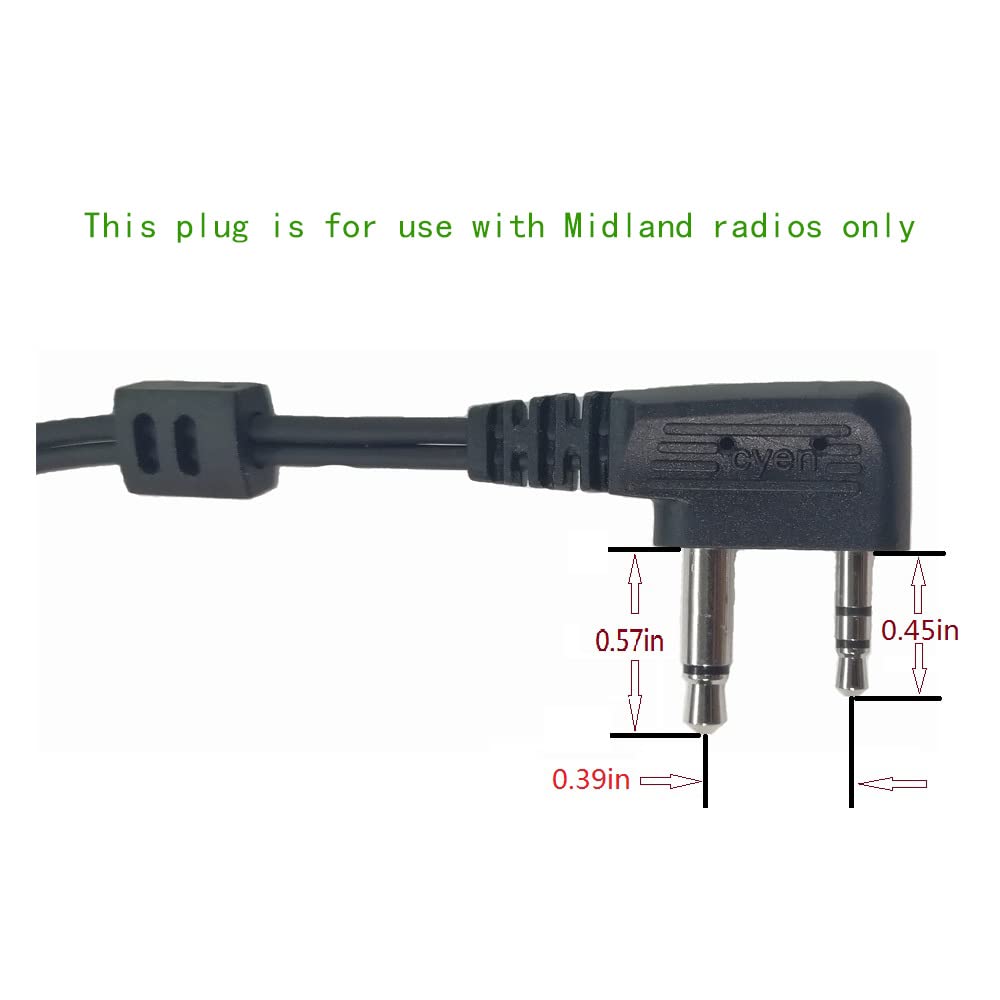Cyen Two-Way Radio Headset with Noise Canceling & Transparent Security - Compatible with Midland Walkie Talkie GMRS/FRS Radios (PTT/VOX) - Perfect for Security, Construction & Outdoor Activities - Pair