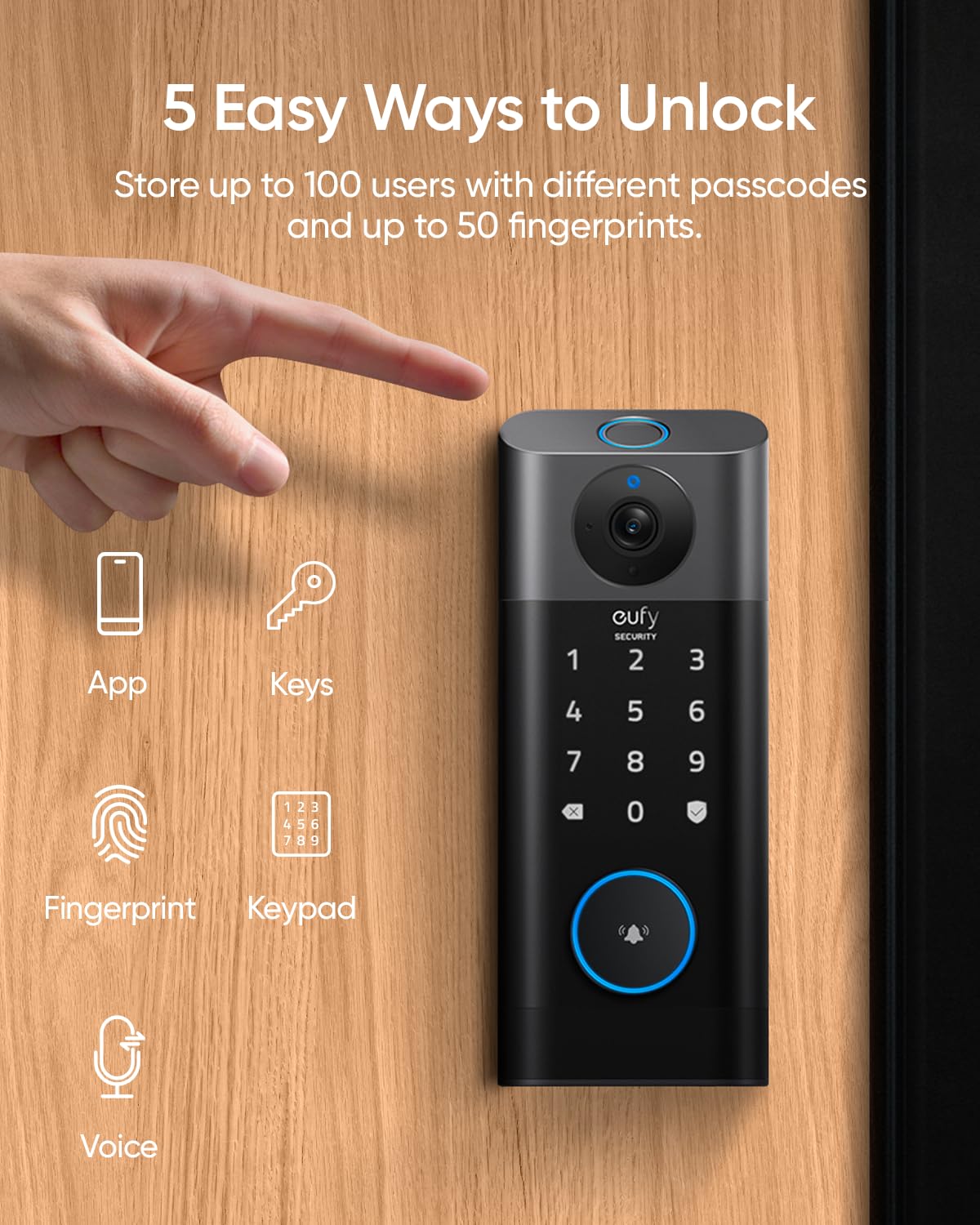 eufy Security Video Smart Lock S330 - 3-in-1 Smart Wi-Fi Deadbolt with Camera, Doorbell & Fingerprint Keyless Entry | Front Door Security System with App Remote Control, SD Card Storage & Included Chime | Perfect for Home Security, Smart Home Automation & Remote Access