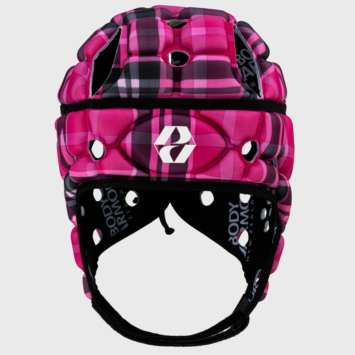 Body Armor Ventilator Rugby Headguard - Pink Tartan Design for Enhanced Protection & Breathability | Perfect for Rugby Training & Competitive Matches