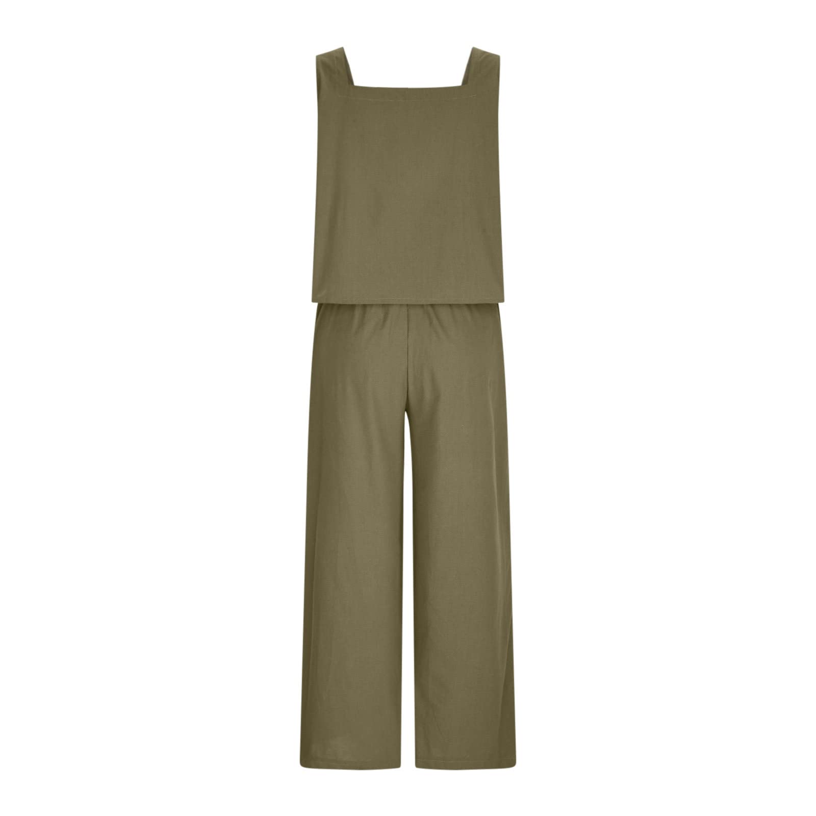Women's 2-Piece Cotton Linen Lounge Set - Oversized Wide Leg Pants & Top Comfy Travel Outfit | Casual Pajama Set for Home, Vacation & Relaxation | Breathable Summer Loungewear for Women
