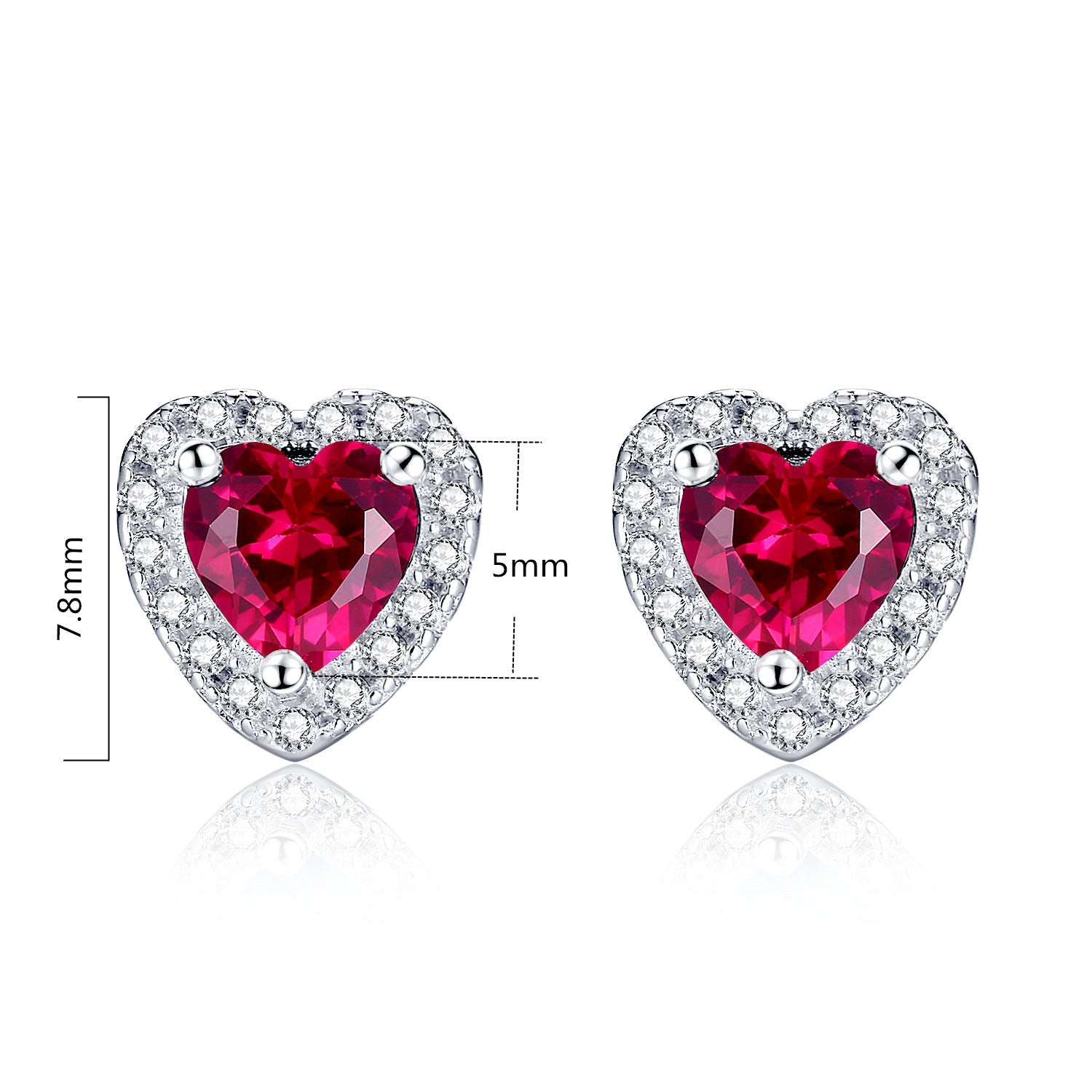 MABELLA Sterling Silver Heart Pendant & Earrings Set with Simulated Ruby & Emerald - Elegant Jewelry Gift for Women, Birthday, Anniversary, Valentine's Day - Perfect for Parties, Weddings & Special Occasions