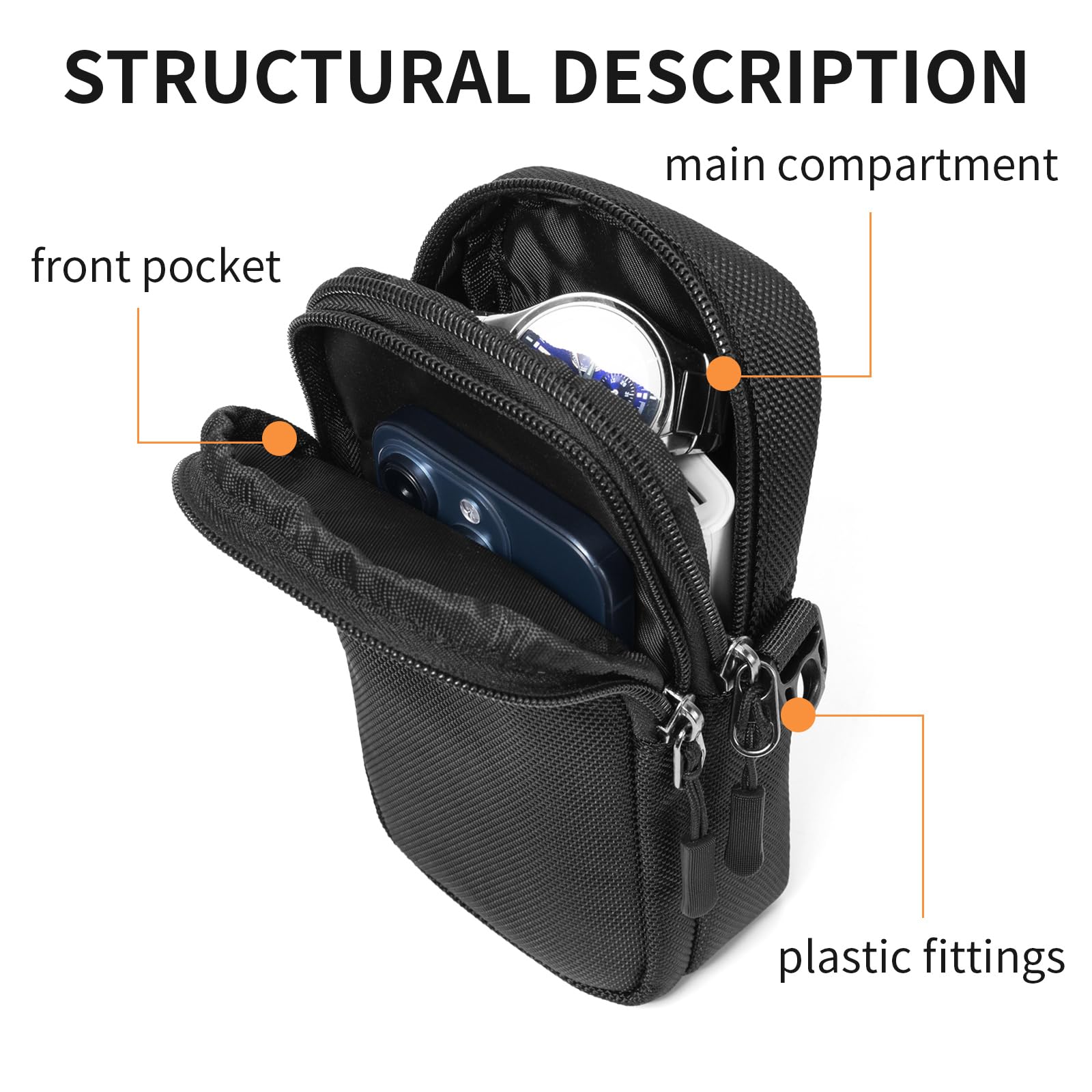 Small Crossbody Phone Purse Wallet with Adjustable Shoulder Strap - Oxford Black for Women | Perfect for Travel, Shopping & Everyday Use
