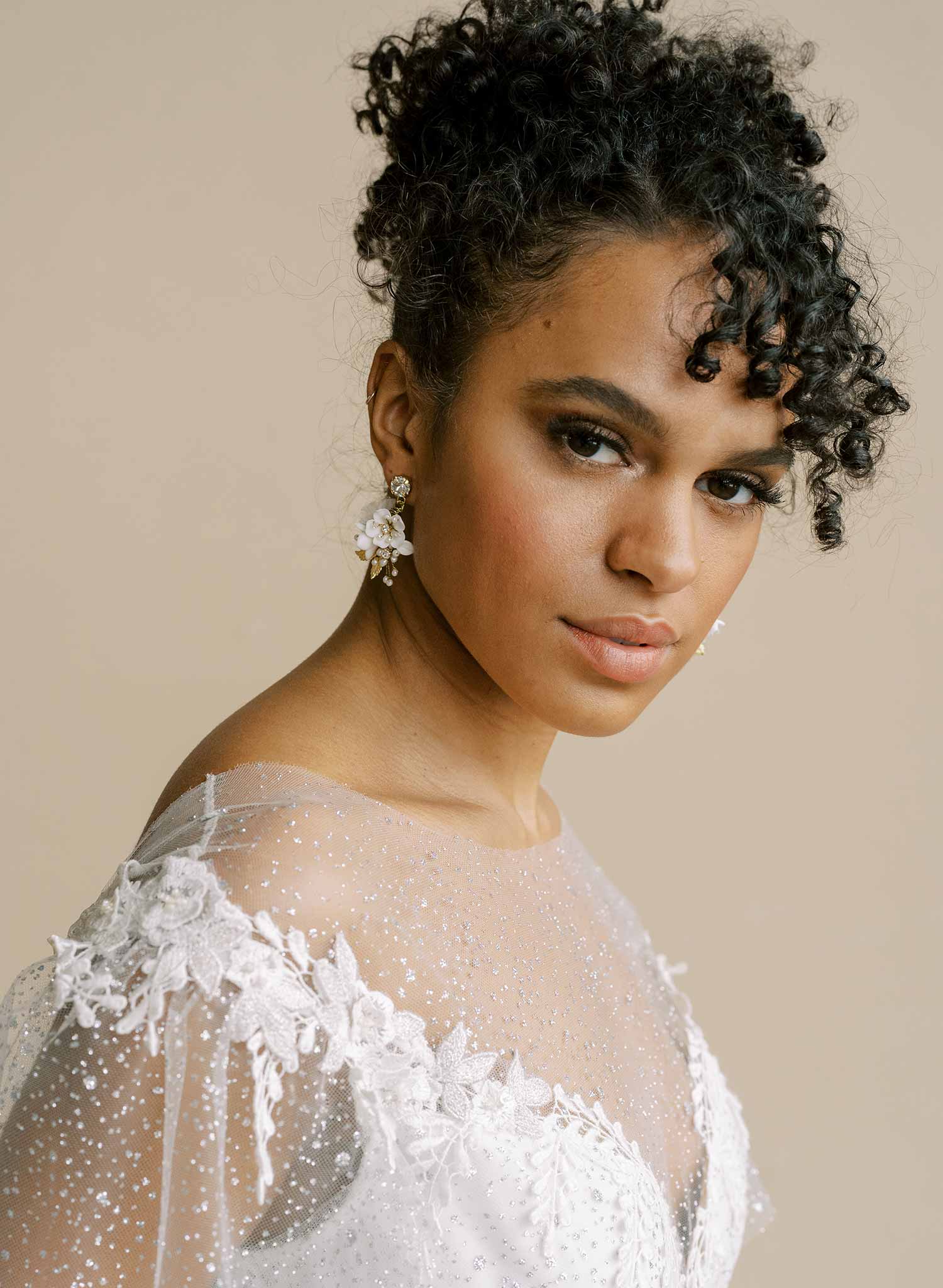 Elegant Petite Floral Crystal Bridal Earrings - Style #2100 | Perfect for Weddings, Prom & Formal Events