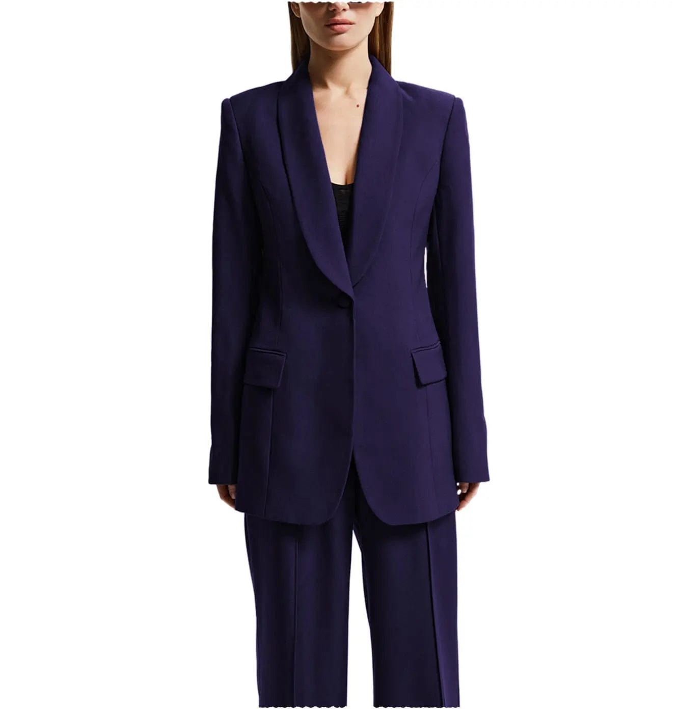 2-Piece Women's Single Button Shawl Lapel Suit Set (Blazer + Pants) - Formal Office Wear, Business Attire & Special Occasion Outfit