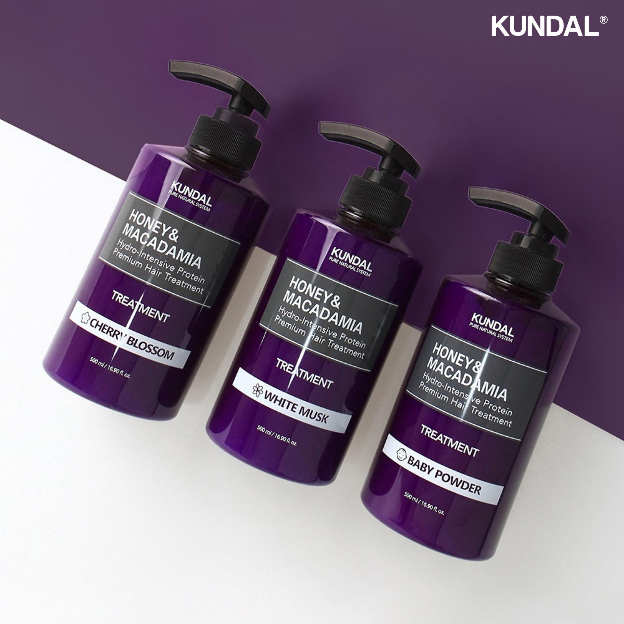 KUNDAL Natural Shampoo and Conditioner Set with Baby Powder Scent - Korean Hair Care for Moisturizing, Nourishing & Frizz Control | Sulfate-Free with Argan & Macadamia Oil (16.9 fl oz, Pack of 2) | Perfect for Dry, Damaged Hair & Daily Hair Care Routine