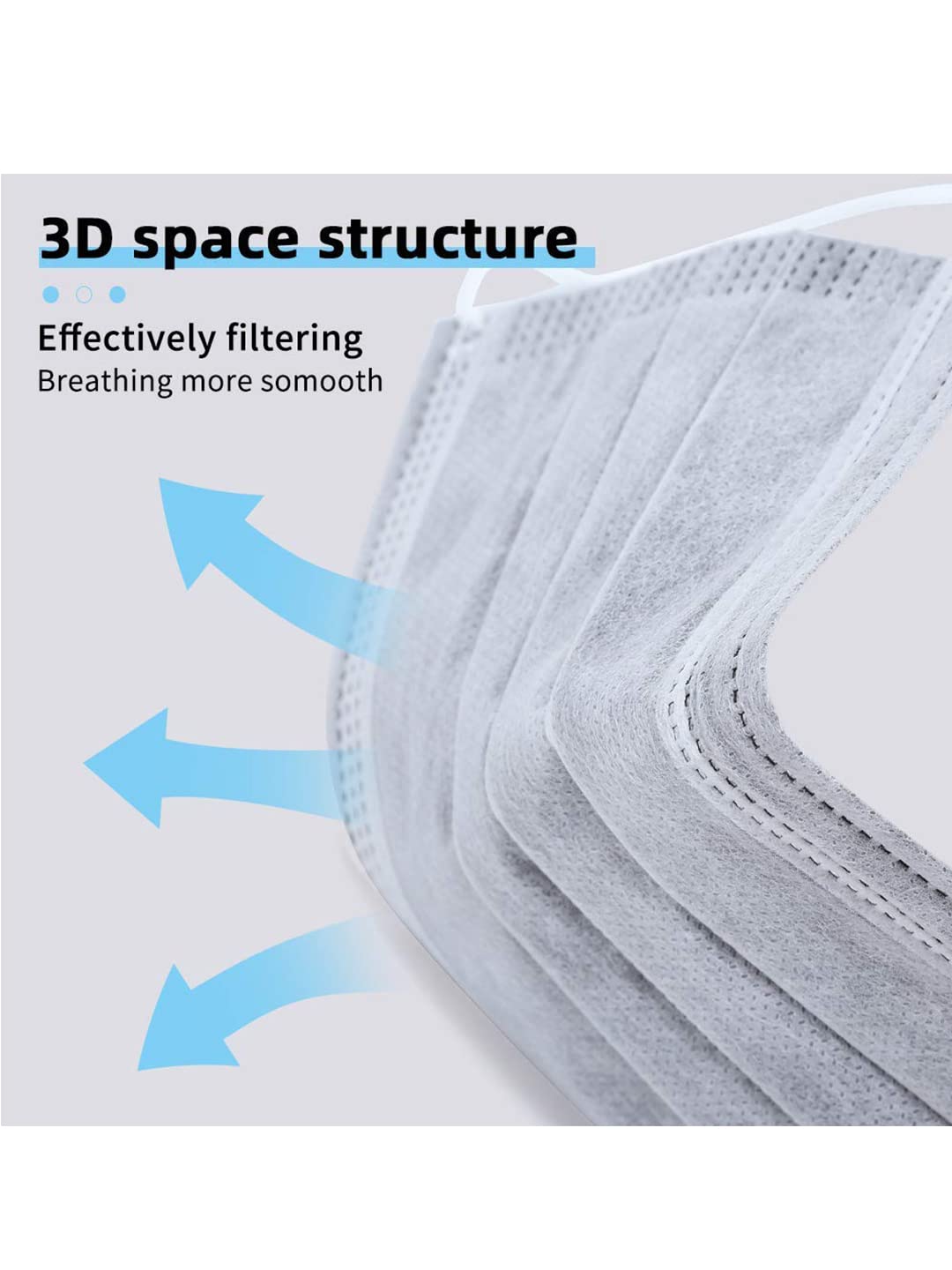 Premium 3-Ply Disposable Face Masks for Adults - Adjustable Nose Wire & Comfortable Earloop (100-Pack, Grey) - Breathable Surgical Masks for Men & Women - Ideal for Daily Use, Travel, Work & Public Safety Protection
