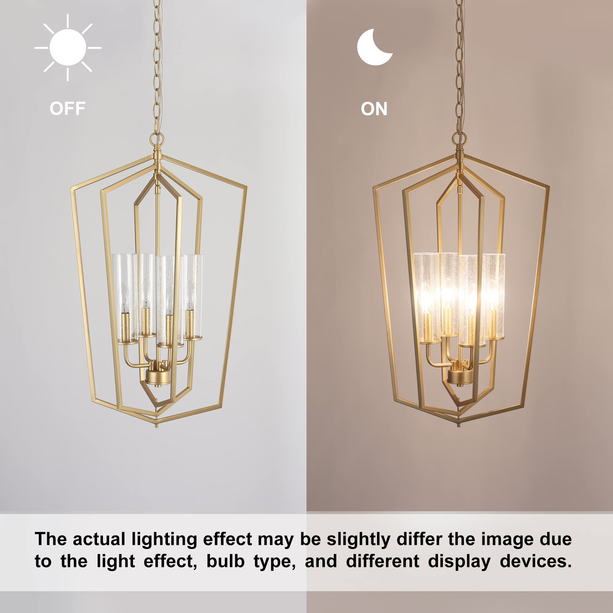 ZEVNI 4-Light Gold Geometric Chandelier - 16.5