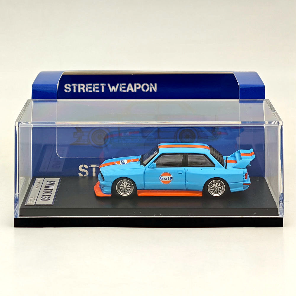 1/64 Scale Street Weapon SW BMW LTO E30 M3 Gulf Blue Diecast Model Car - Collectible Miniature Vehicle for Display, Gifts & Racing Enthusiasts