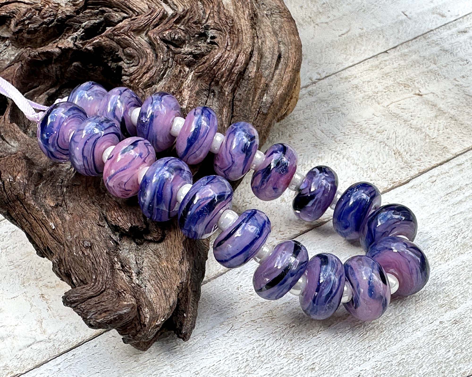 Handmade MTO Pink Blue Goldstone Lampwork Glass Beads for Jewelry Making, DIY Crafts, Bracelets & Necklaces - Perfect for Gifts & Home Decor
