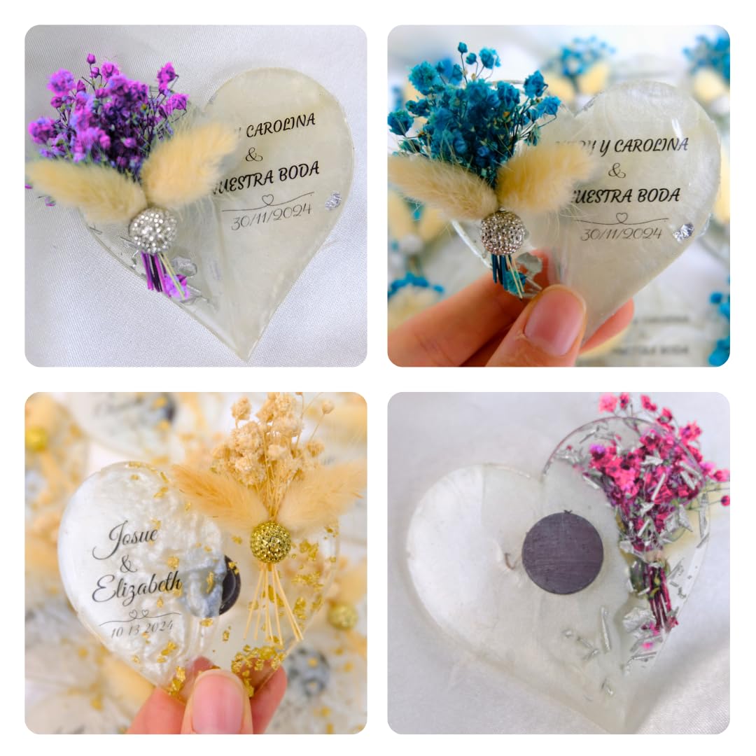Heart Shaped Epoxy Wedding Favors - Customizable Bridal Shower Gifts, Baby Shower Keepsakes & Party Decorations - 50pcs Charming Epoxy Magnets for Anniversaries, Birthdays & Special Events - Perfect for DIY Wedding Centerpieces, Fridge Decor & Memorable Celebrations