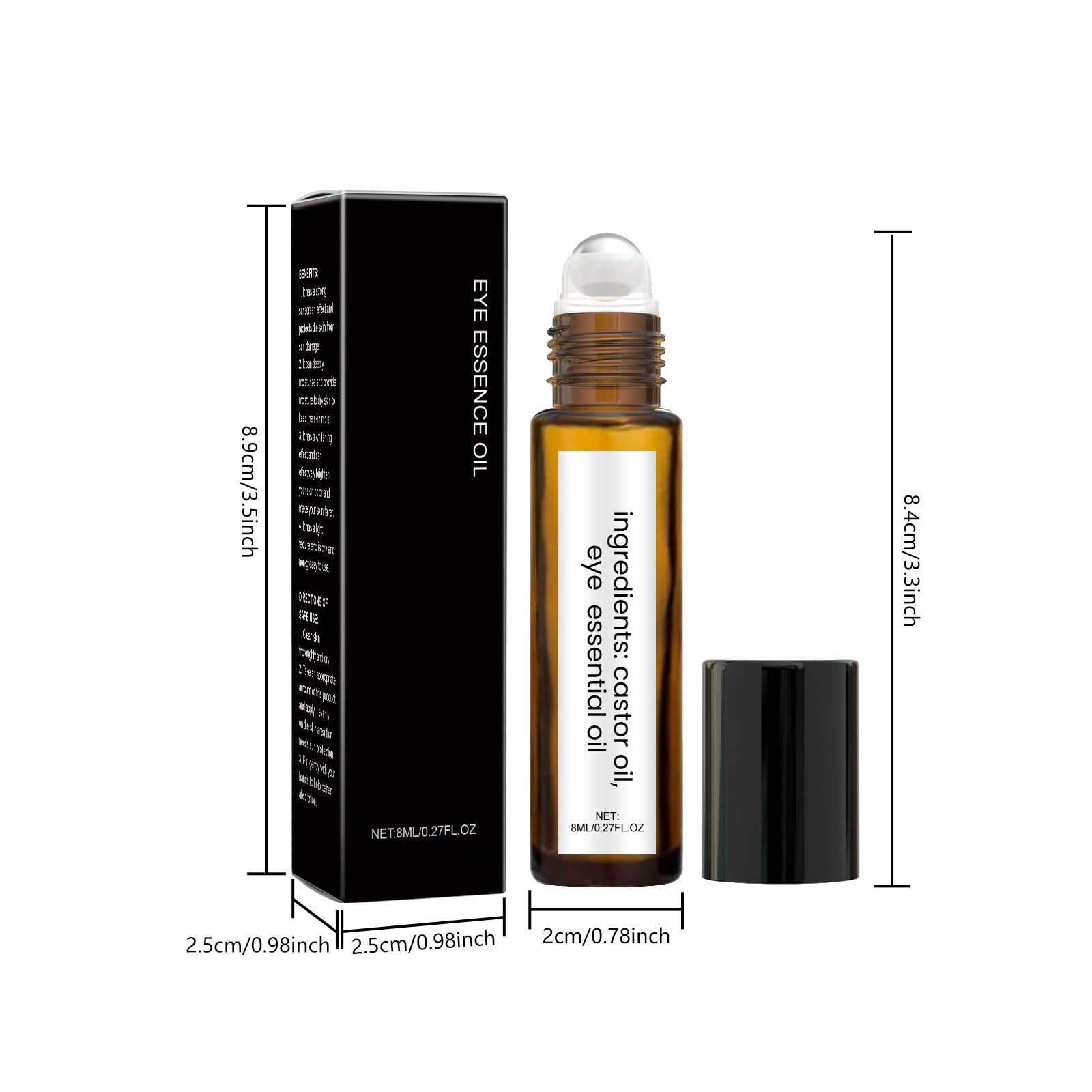 Organic Castor Oil Eye Roller with Frankincense - Dark Circle & Puffiness Treatment, Anti-Aging Eye Serum, Skin Revitalization Roller Ball (1 Pack) - Perfect for Nighttime Skincare & Travel Beauty Routine